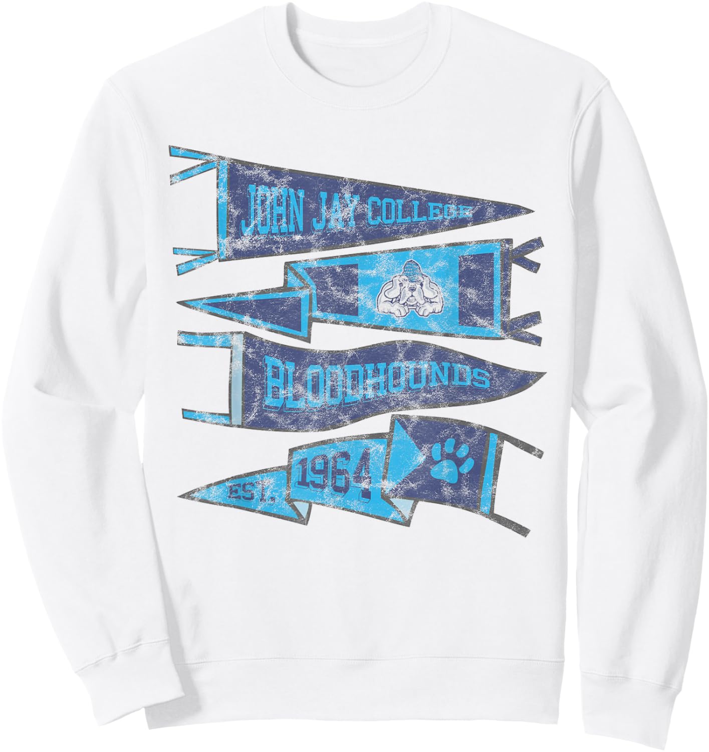 John Jay College of Criminal Justice Bloodhounds Pennants Sweatshirt - Sweatshirt | White