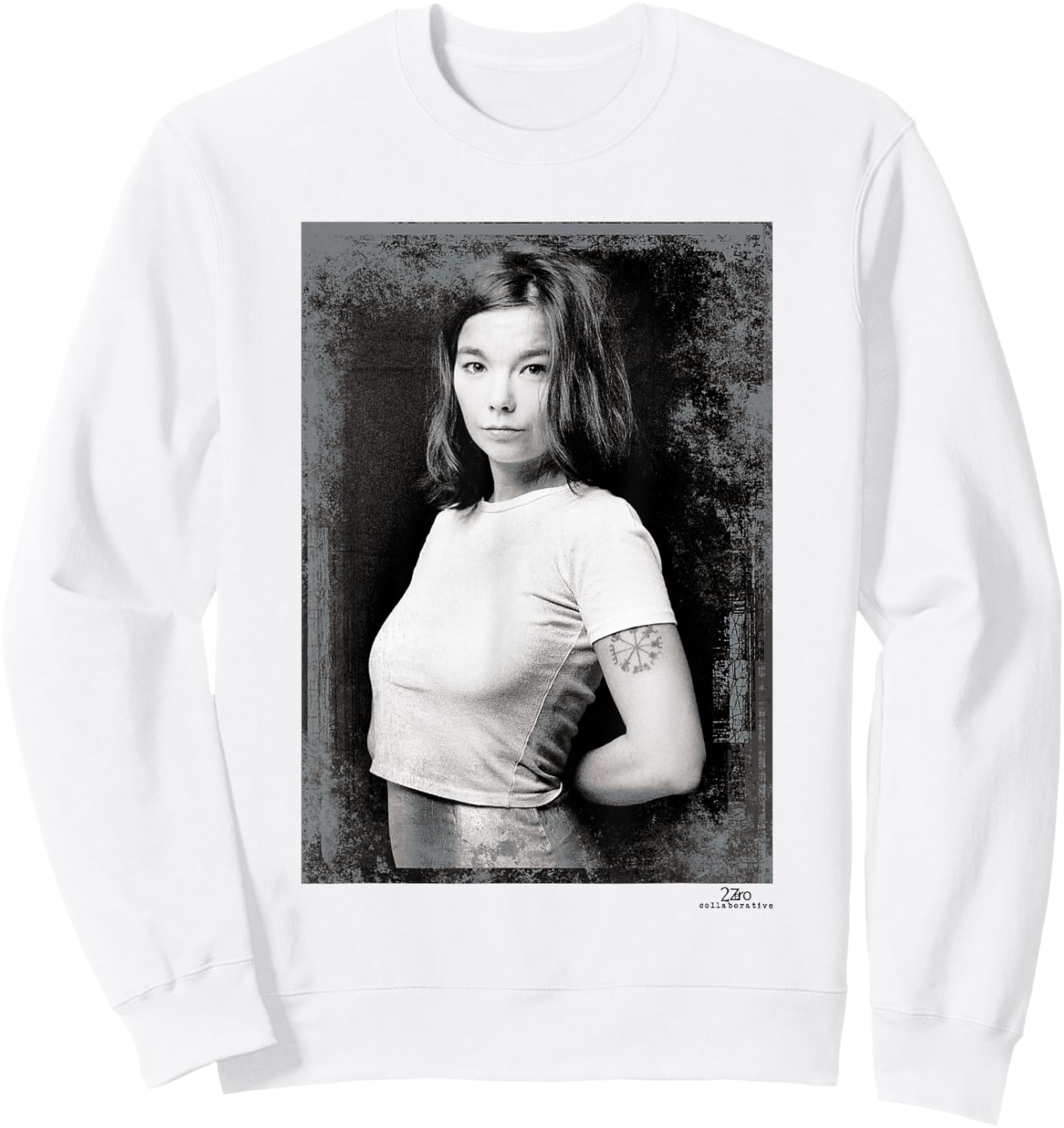 Bjork Debut Tour Era Portrait by Phil Nicholls Sweatshirt - Sweatshirt | White