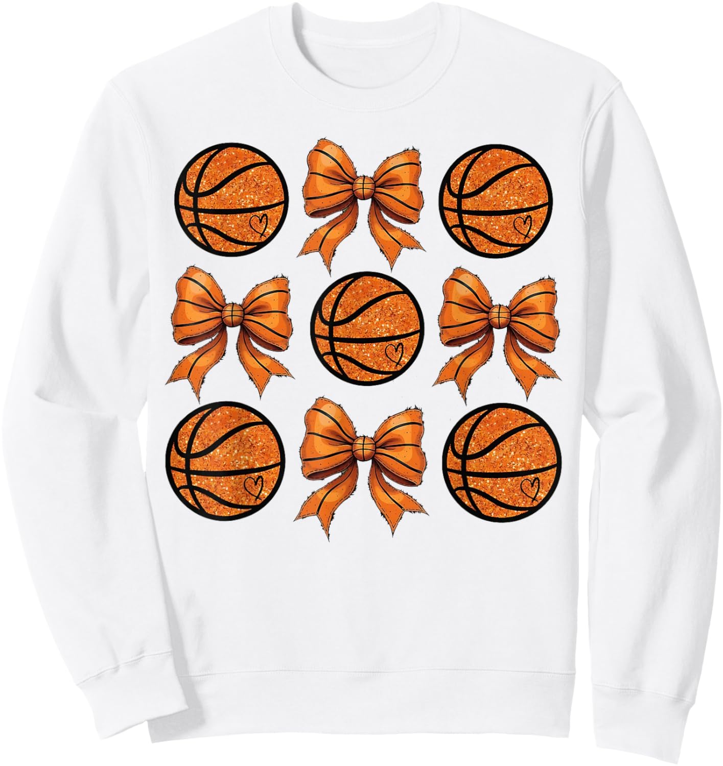 Basketball Bow Game Day Basketball Coquette Bow Women Girls Sweatshirt - Sweatshirt | White