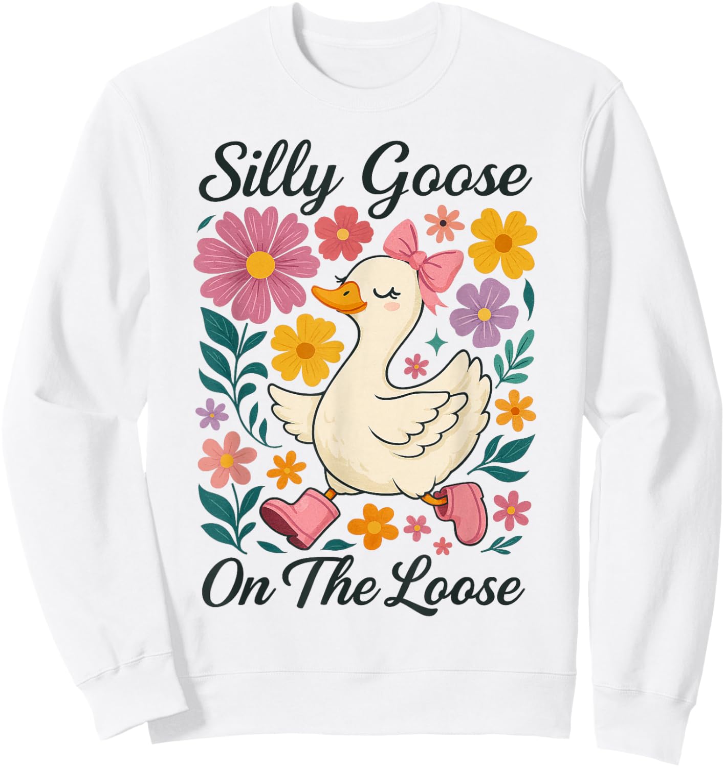 Funny Silly Goose On The Loose Silly Goose Girl Kids Sweatshirt - Sweatshirt | White