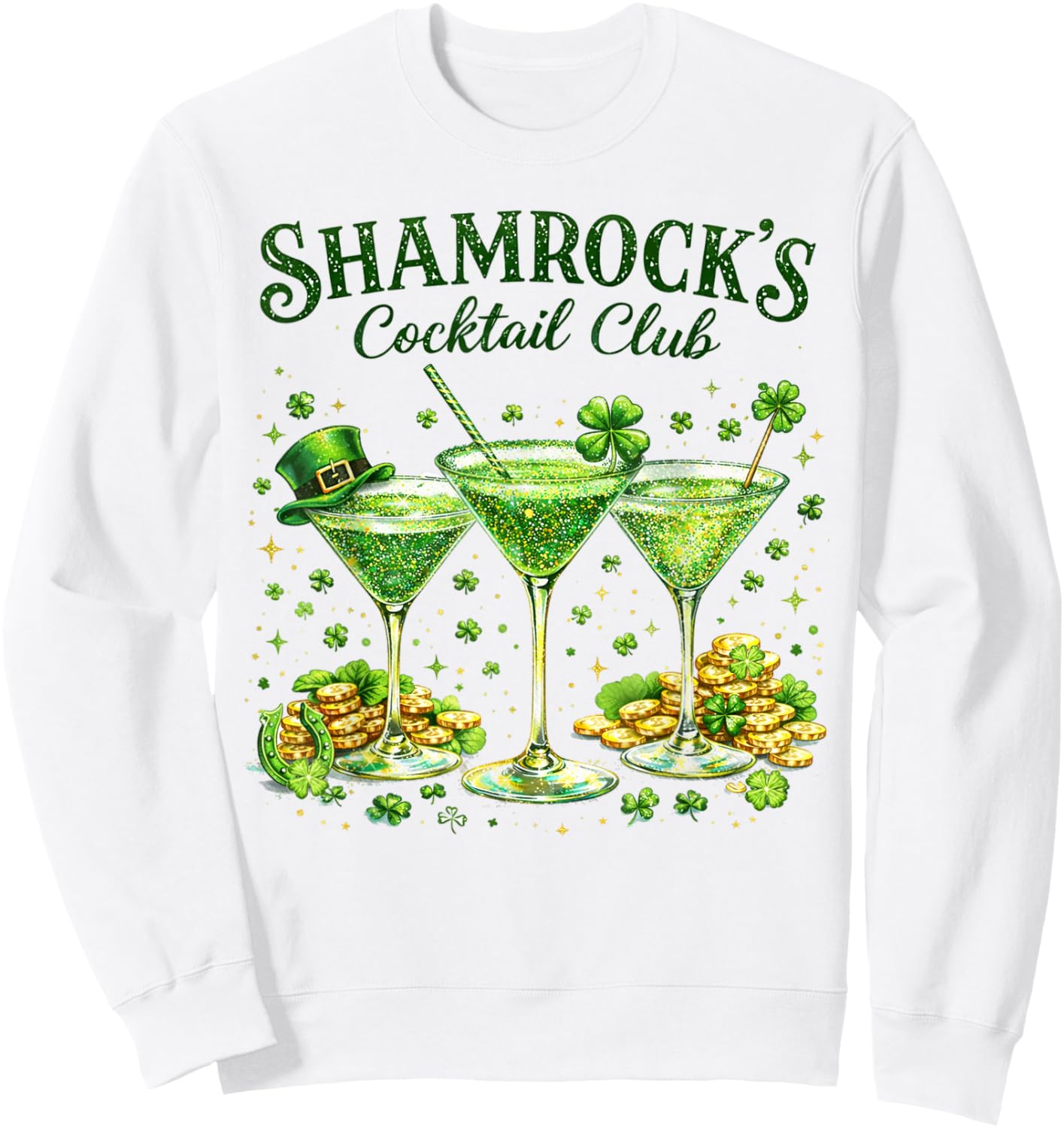 St. Patrick's Day Drinking Martini Shamrock's Cocktail Club Sweatshirt - Sweatshirt | White