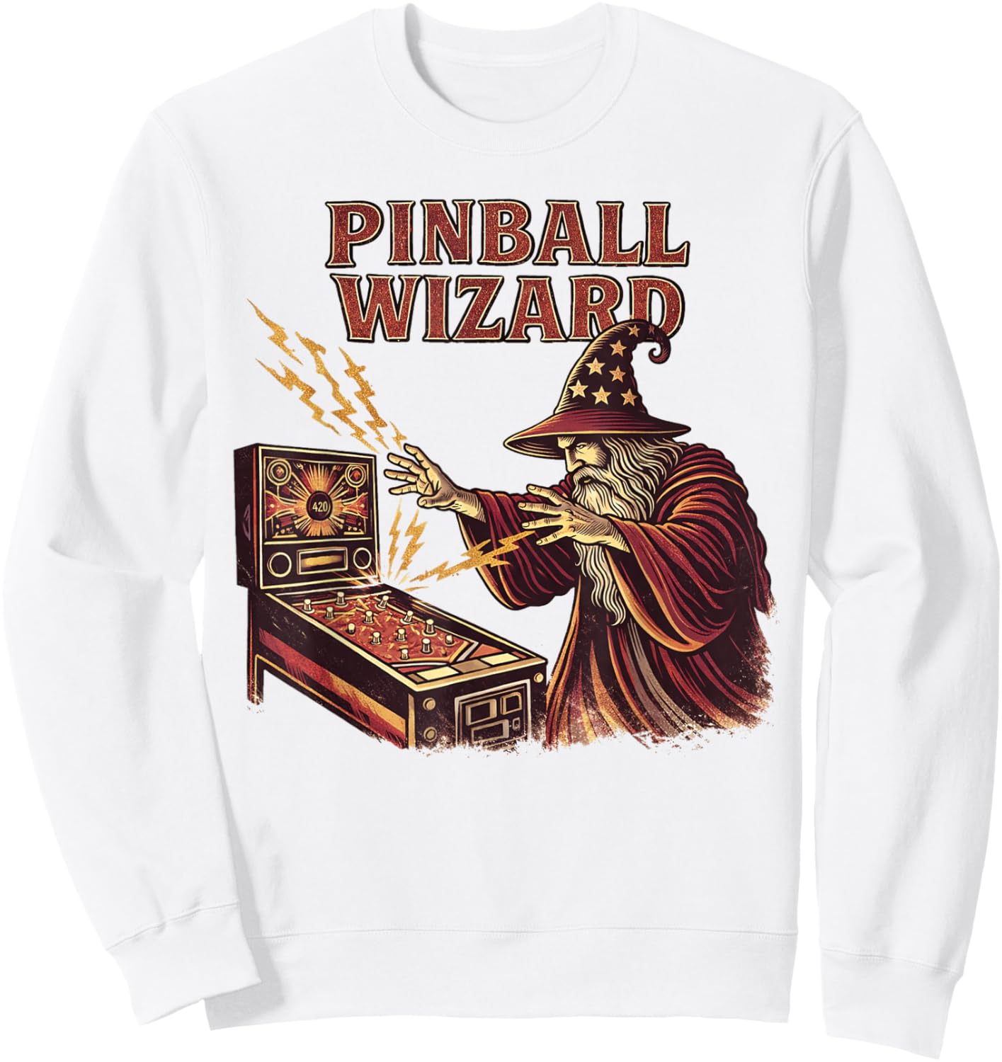 Pinball Wizard Pinball Lover Funny Arcade Gamer Vintage Sweatshirt - Sweatshirt | White