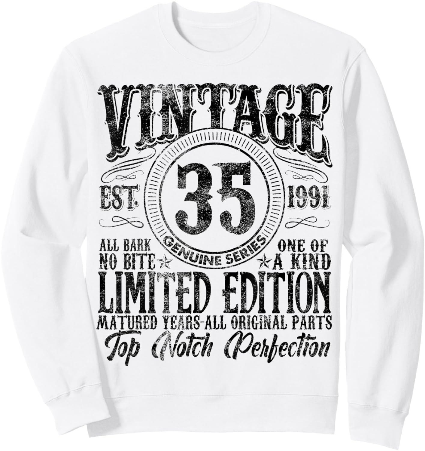 35 Year Old Gifts Vintage 1991 Limited Edition 35th Birthday Sweatshirt - Sweatshirt | White