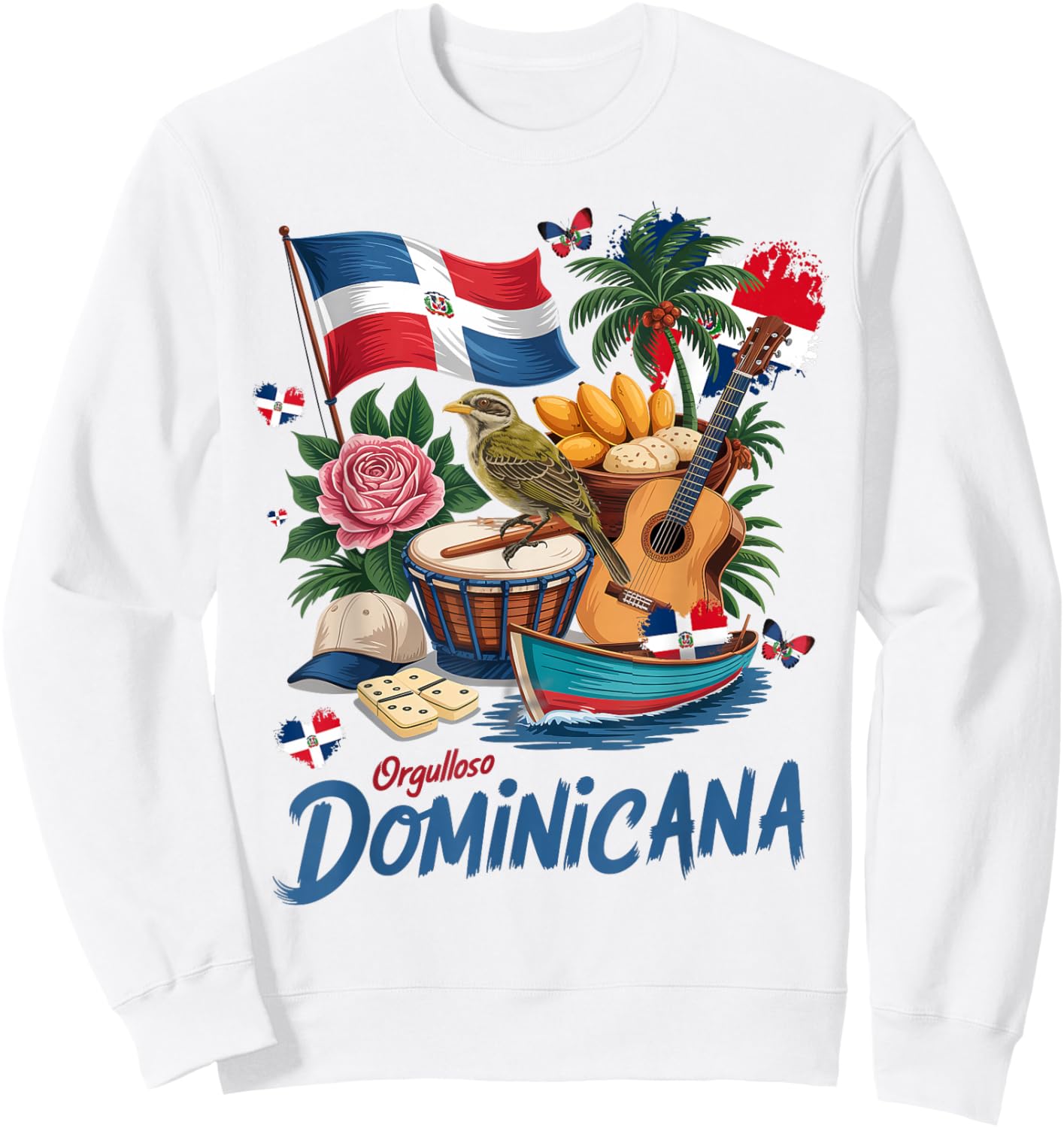 Dominicana Costume Idea for Kids Dominican Republic Flag Sweatshirt - Sweatshirt | White
