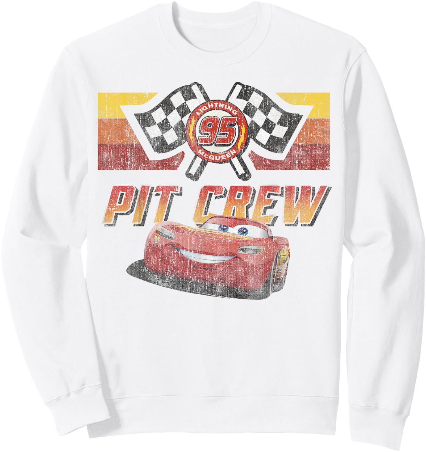 Disney Pixar Cars McQueen Pit Crew Red Distressed Sweatshirt - Sweatshirt | White
