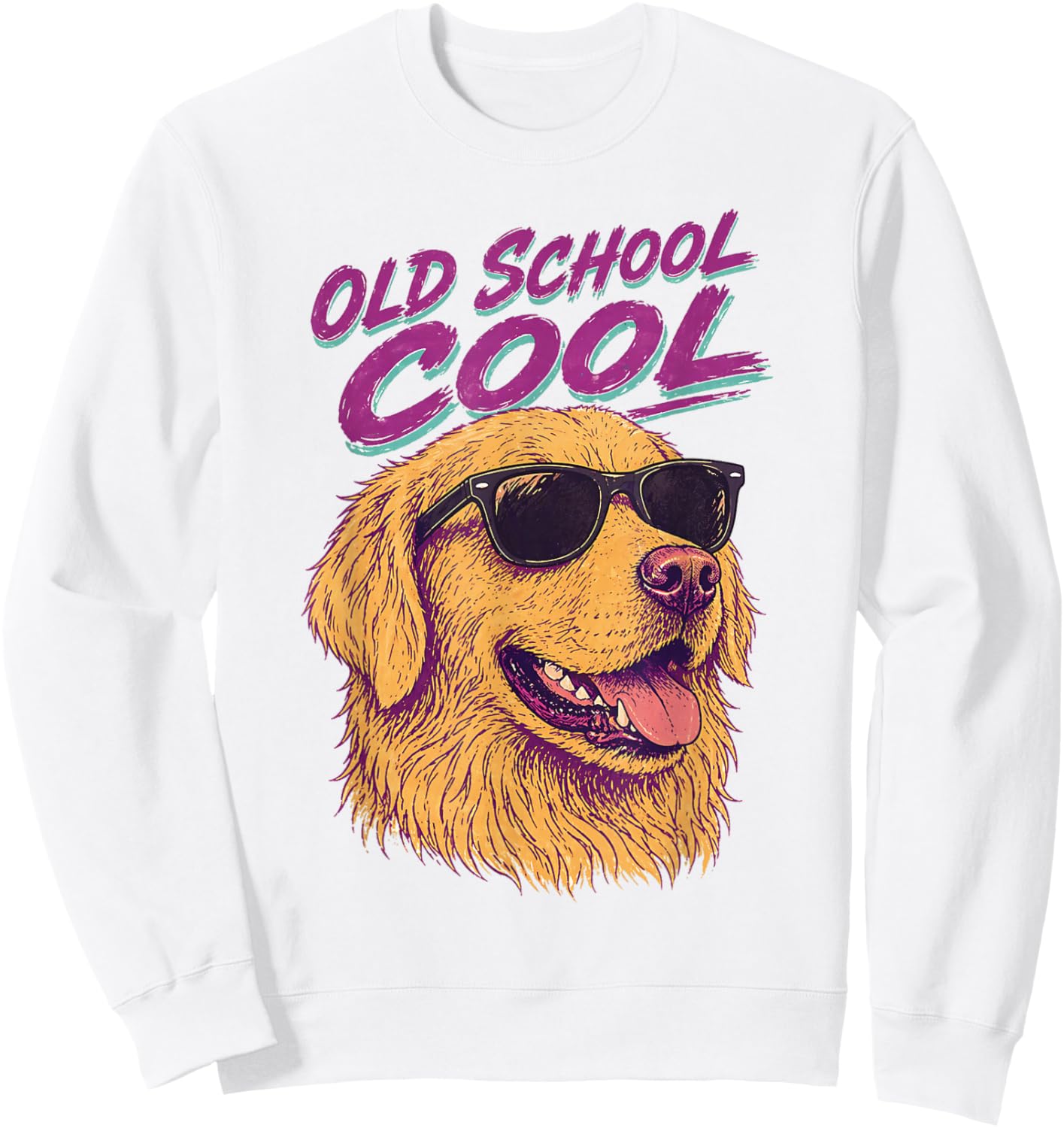 Golden Retriever Old School Cool Retro Dog Lover Gift Sweatshirt - Sweatshirt | White