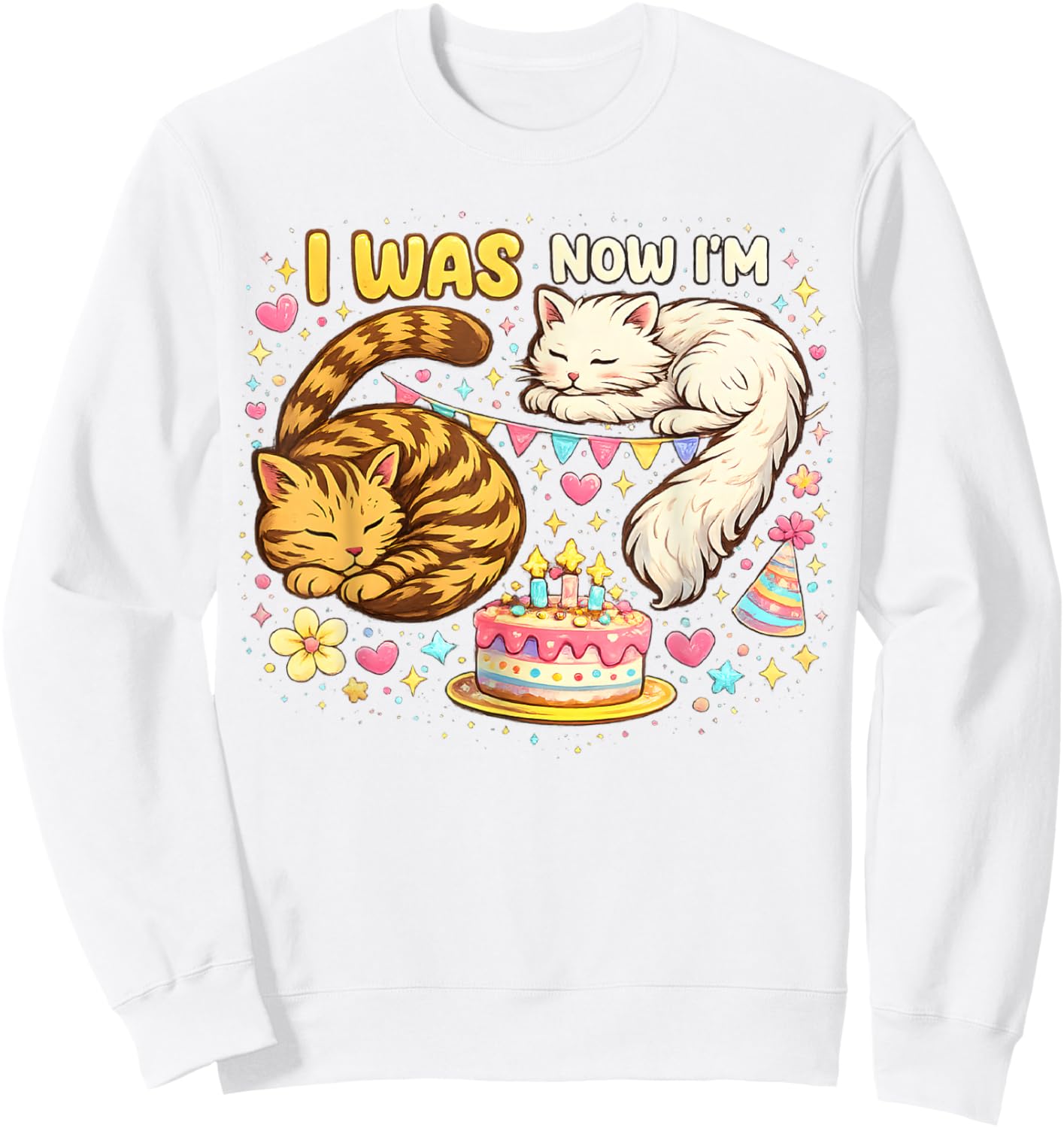 I was 6 Now I'm 7 Birthday 7 Years Old Birthday Funny Cats Sweatshirt - Sweatshirt | White