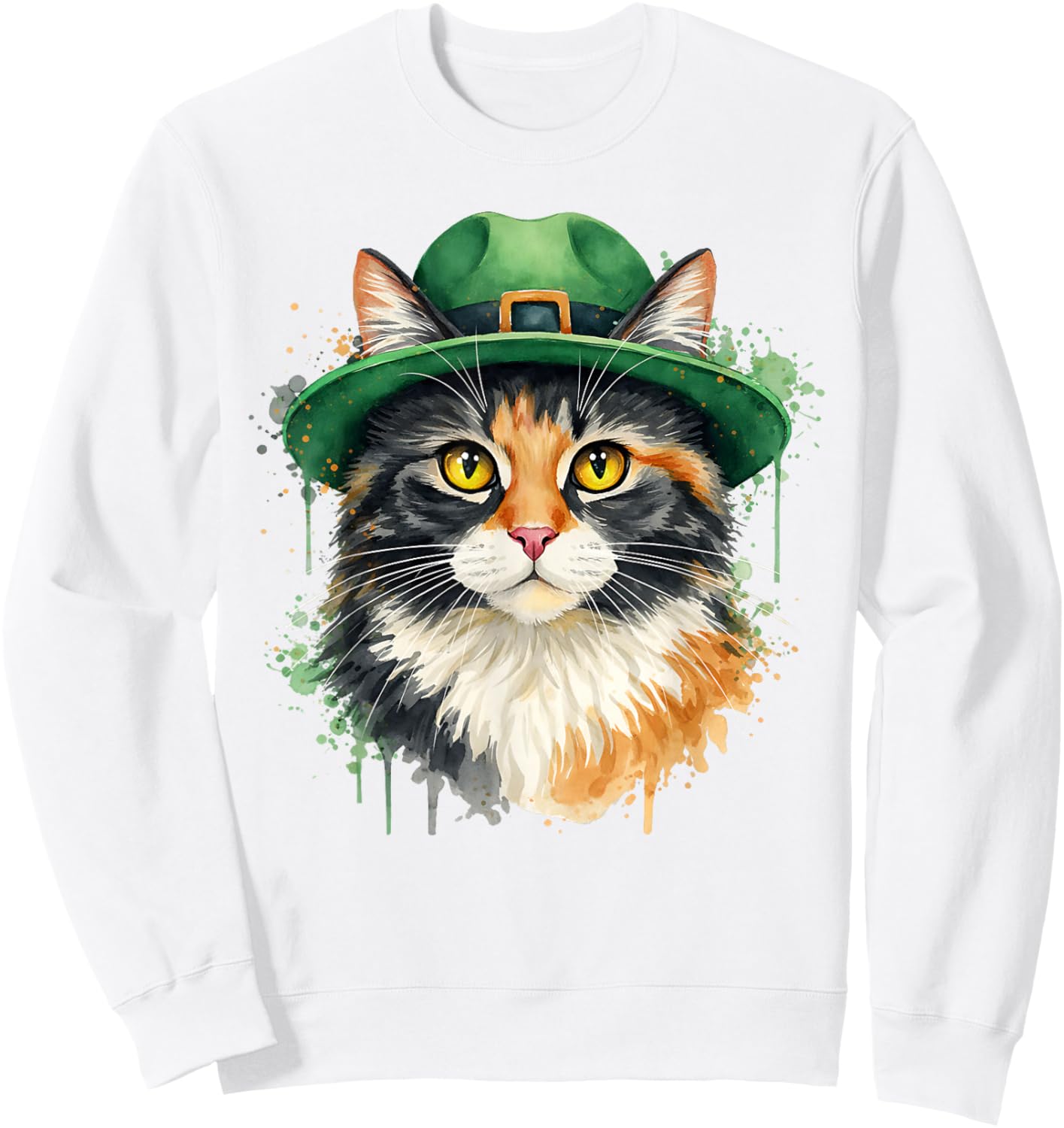 Irish Cat St Patricks Day Catricks Day Kitty Kitten Lover Sweatshirt - Sweatshirt | White