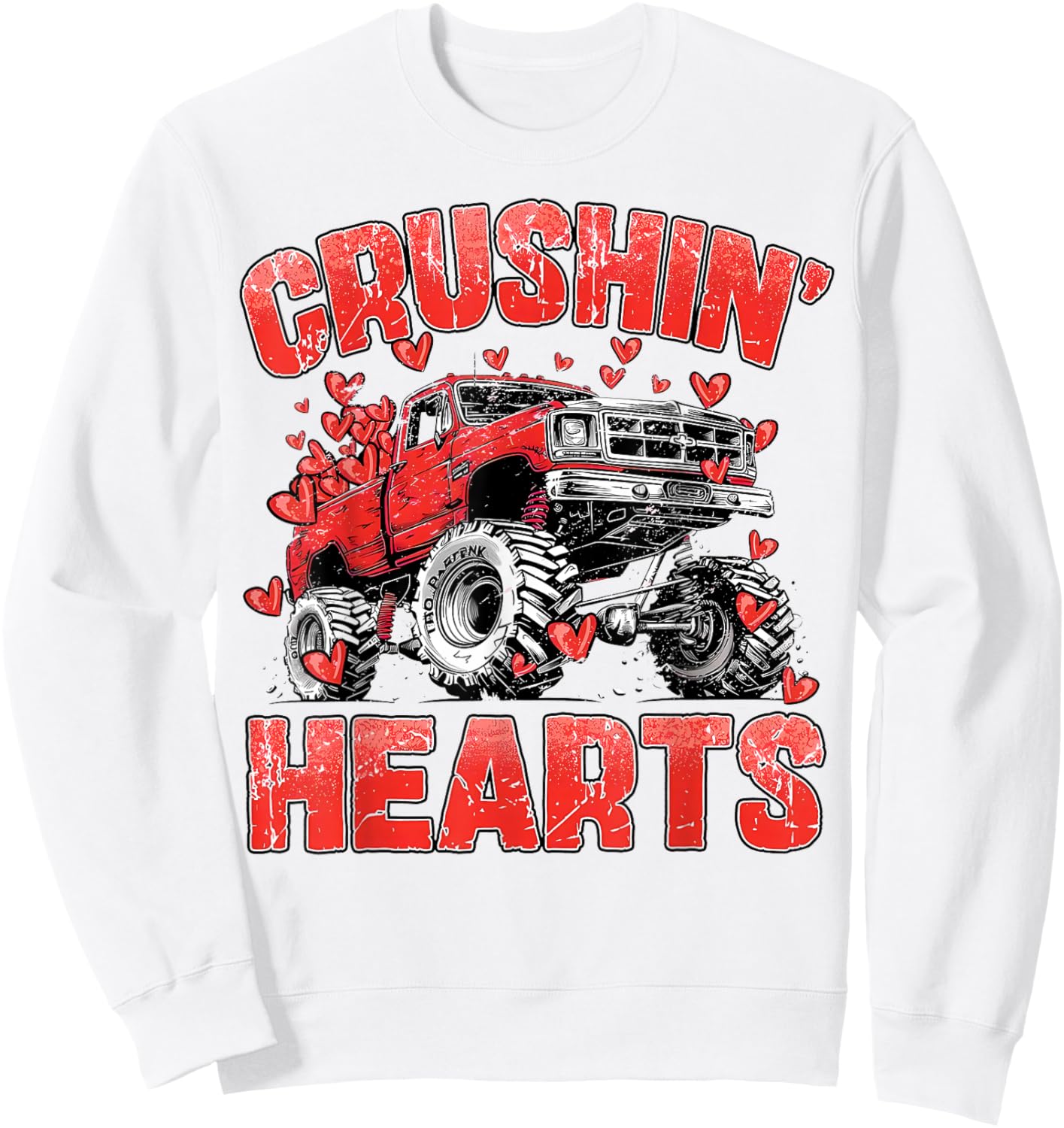 Crushin Hearts Valentine Truck XOXO Boy Kids Toddler Sweatshirt - Sweatshirt | White