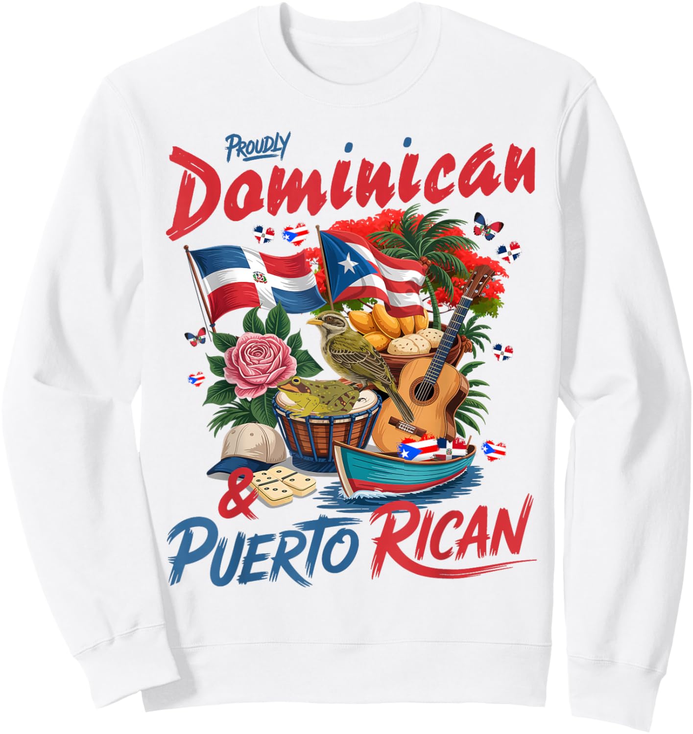 Puerto Rican & Dominican Flag Idea Dominican Theme Sweatshirt - Sweatshirt | White