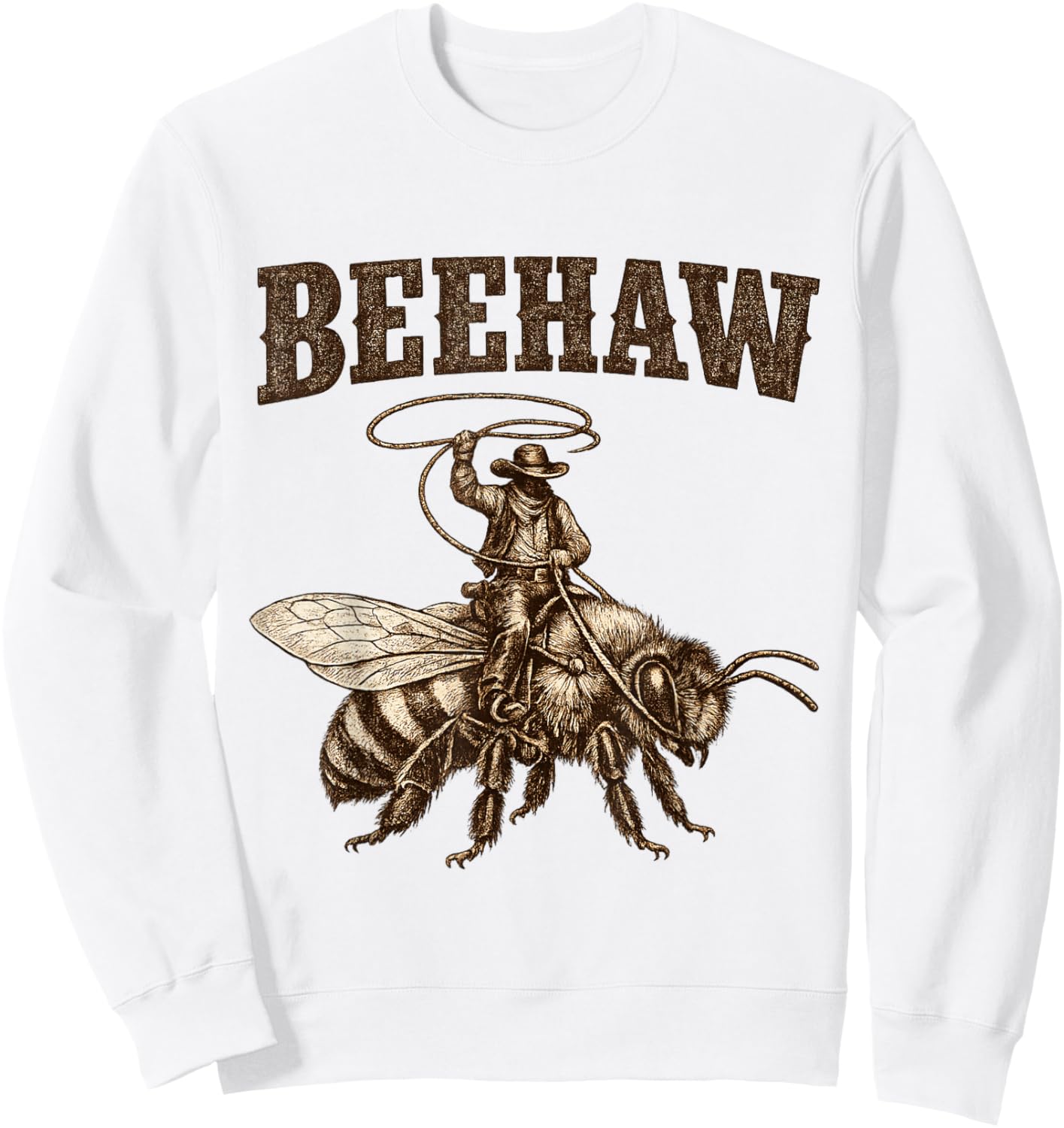 Beehaw Vintage Bee-Wrangler Cute Beekeeper Cowboy Bee Youth Sweatshirt - Sweatshirt | White