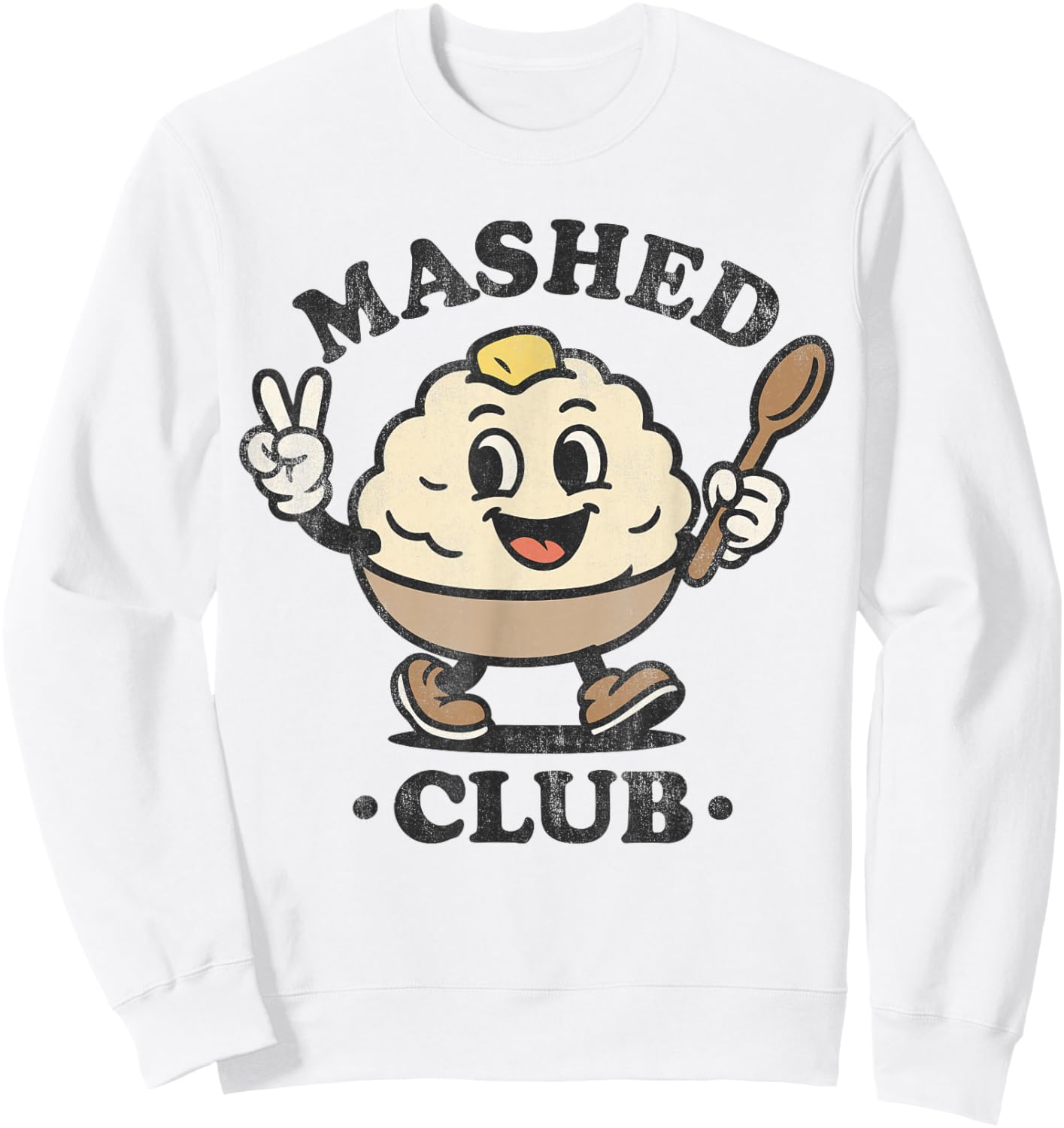 Vintage Mashed Club Retro Kawaii Potato Bowl Sweatshirt - Sweatshirt | White