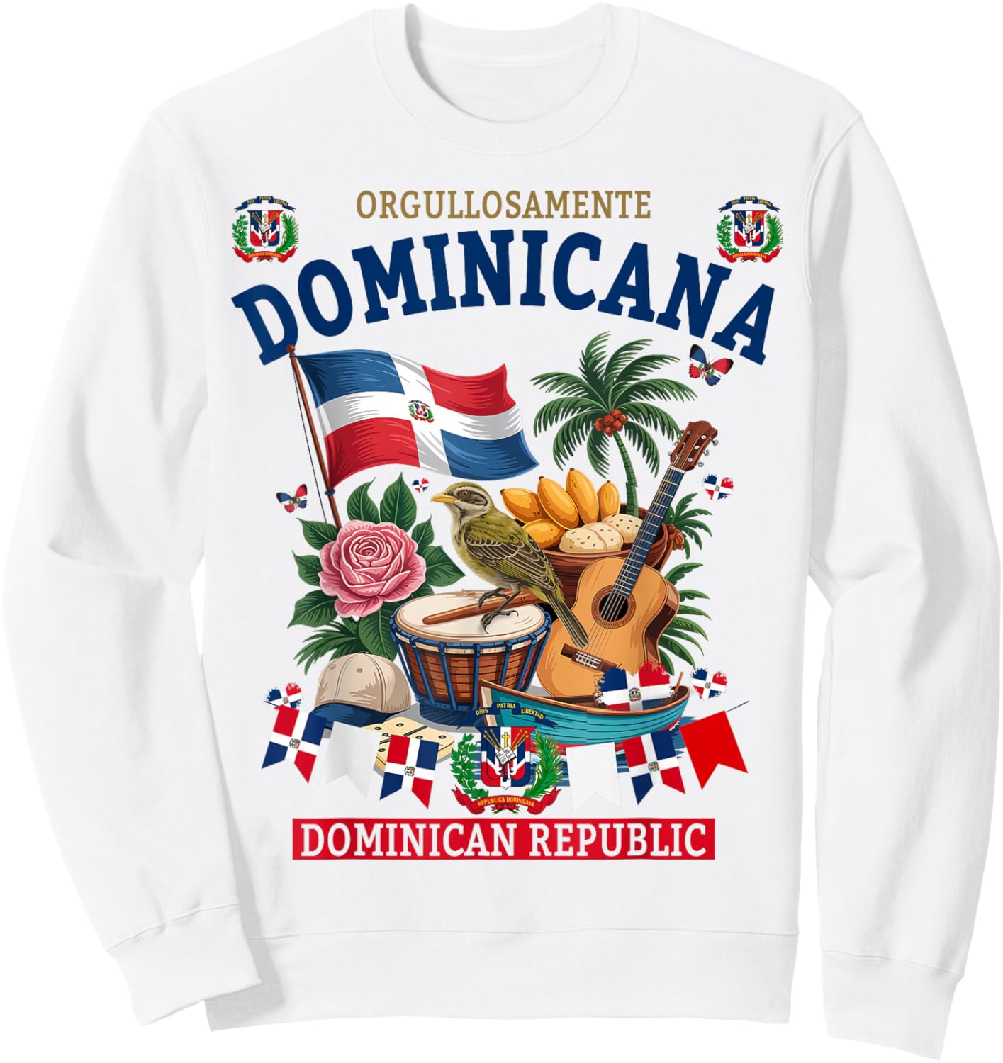 Republica Dominicana Women Idea & Hispanic Dominican Flag Sweatshirt - Sweatshirt | White