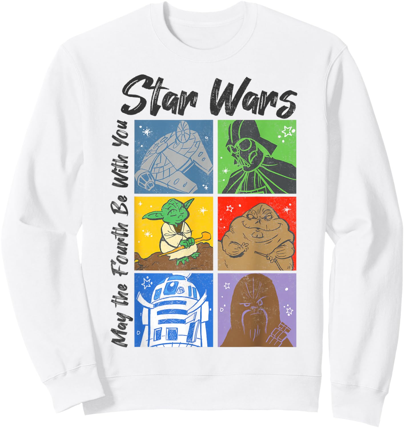 Star Wars May The Fourth Be With You Character Panels Sweatshirt - Sweatshirt | White