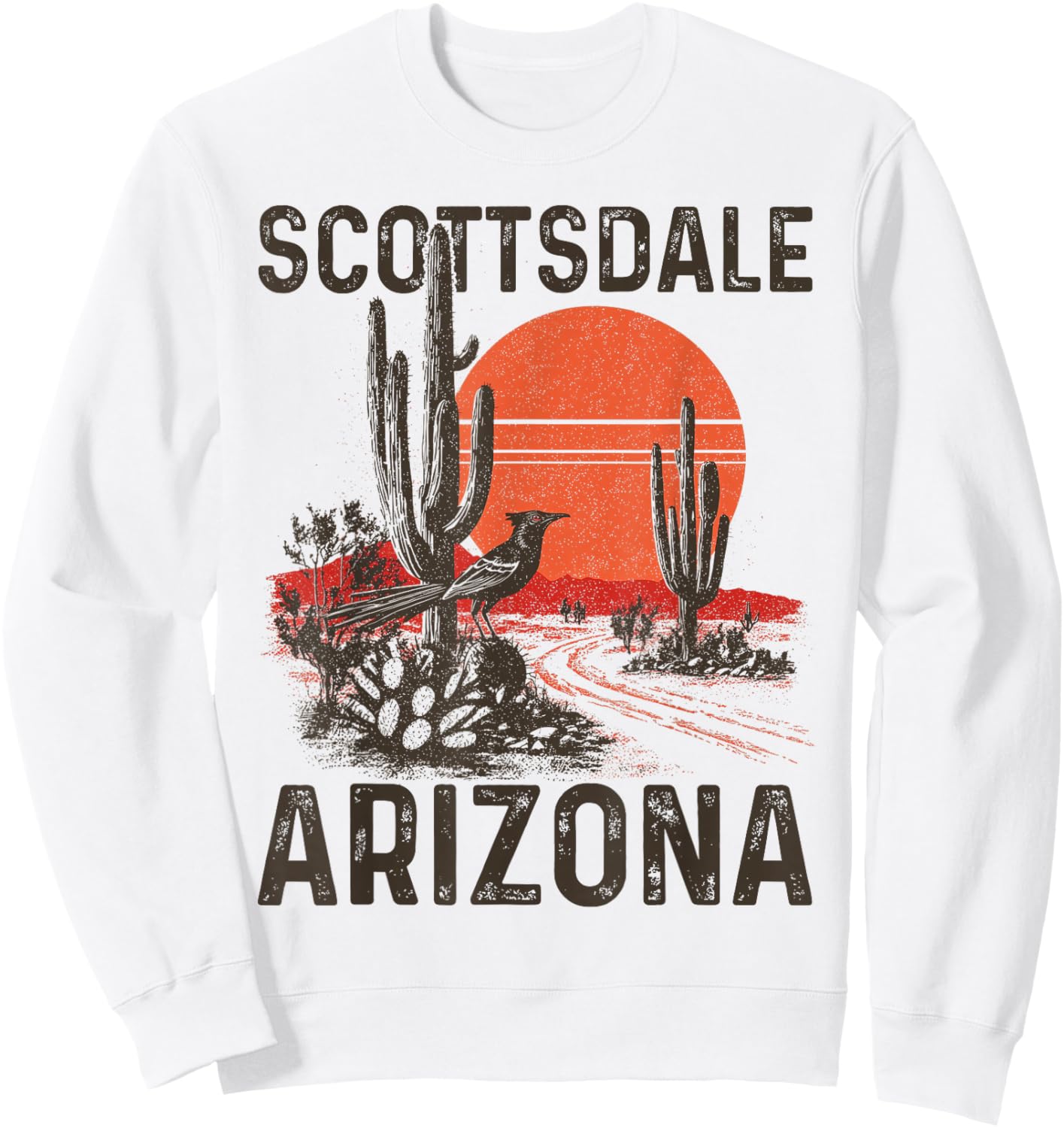 Scottsdale Arizona Roadrunner Desert Cactus Vintage Sweatshirt - Sweatshirt | White