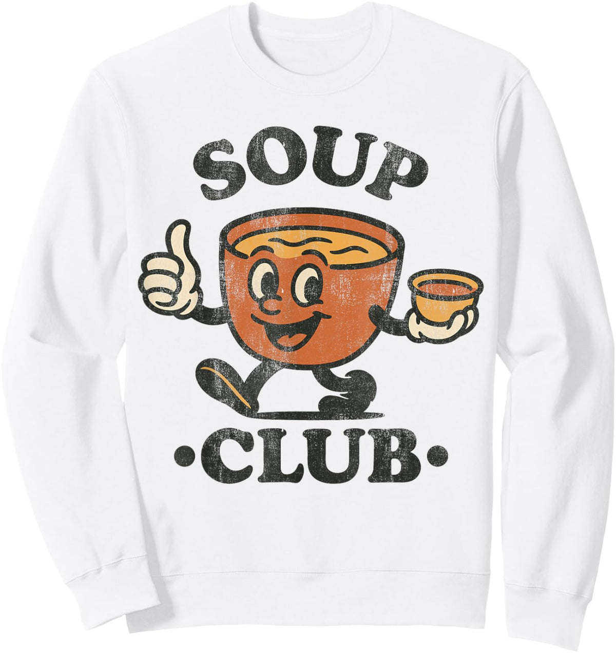 Vintage Soup Club Retro Cozy Food Mascot Sweatshirt - Sweatshirt | White
