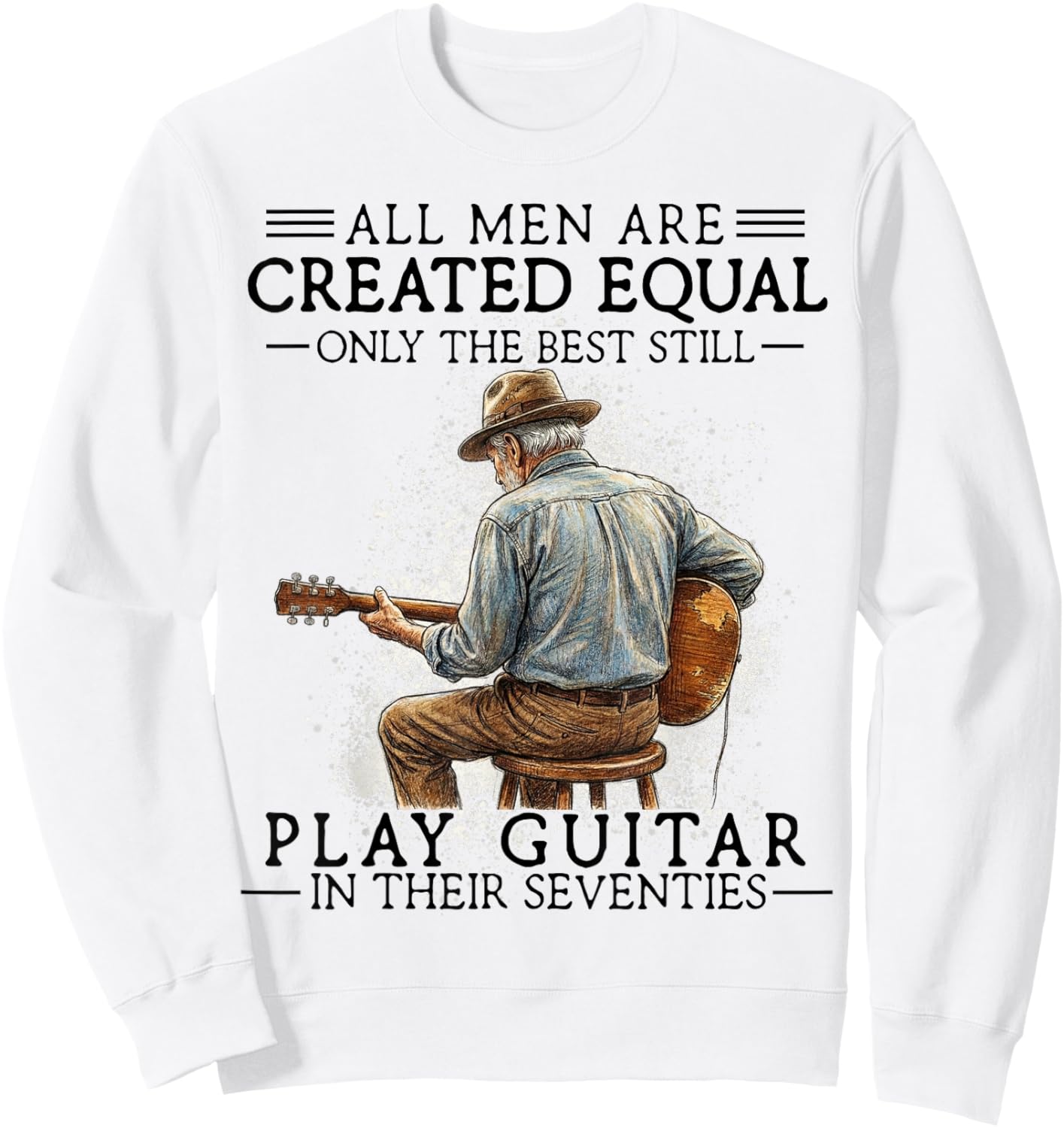 70th Birthday Guitar Best Play in Seventies Acoustic Sweatshirt - Sweatshirt | White