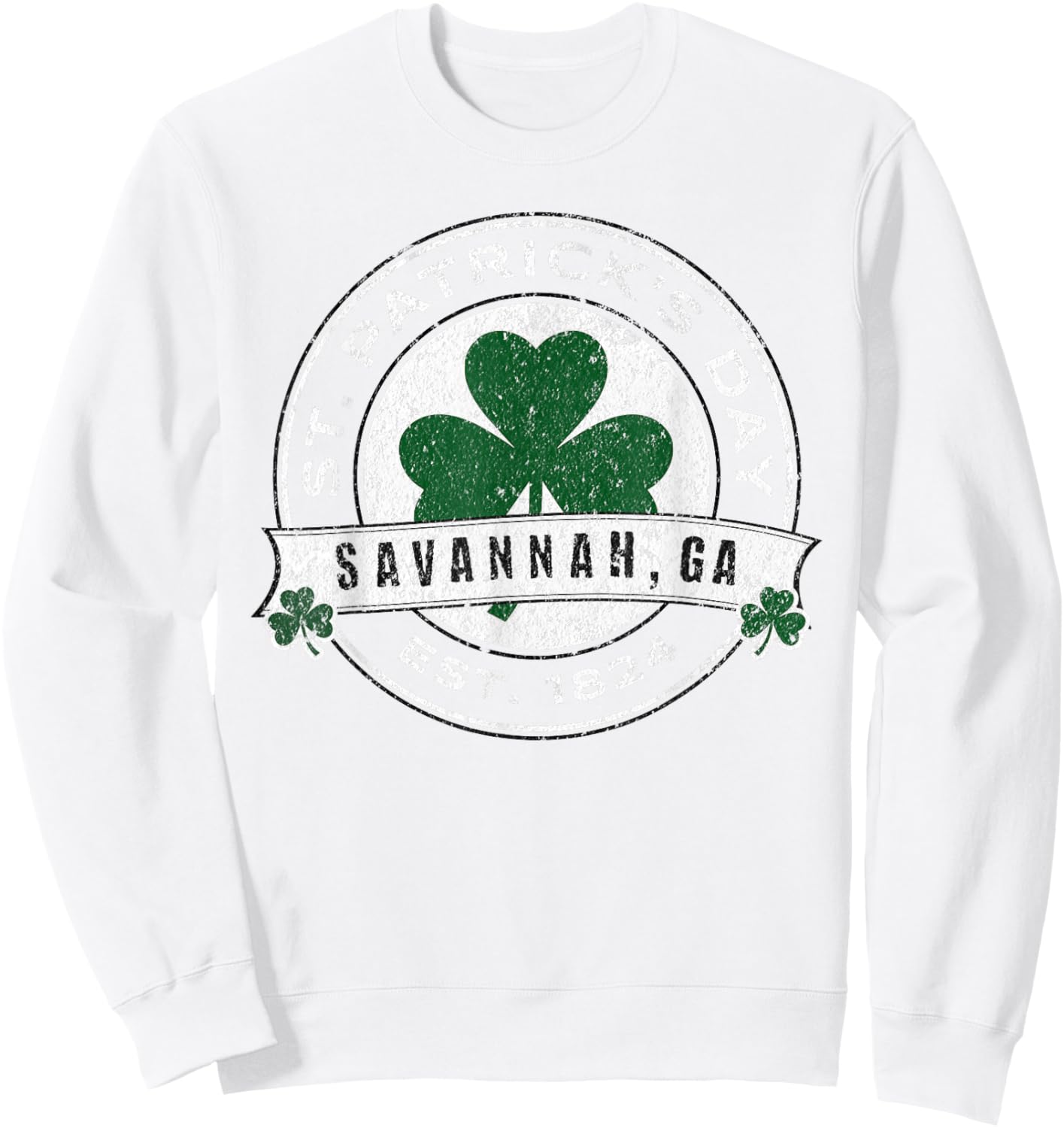 Savannah Georgia Irish Shamrock St. Patrick's Day Fun Sweatshirt - Sweatshirt | White