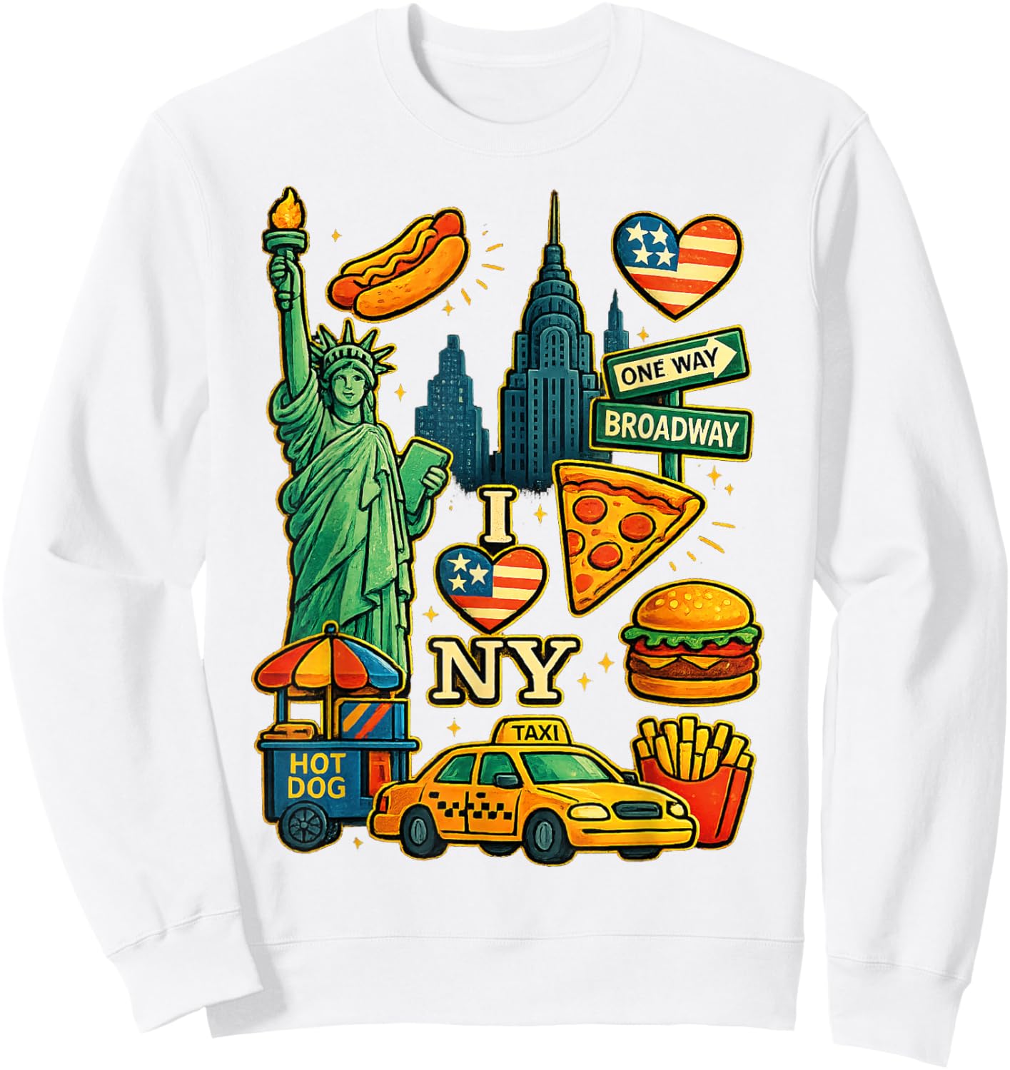 New York City Souvenir NY Icons Toddlers Kids Boys Girls Sweatshirt - Sweatshirt | White