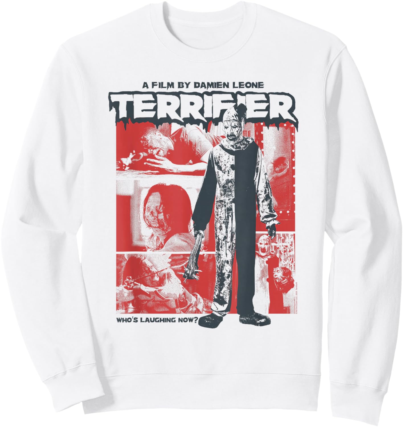 Terrifier Two Tone Art Collage Horror Movie Sweatshirt - Sweatshirt | White