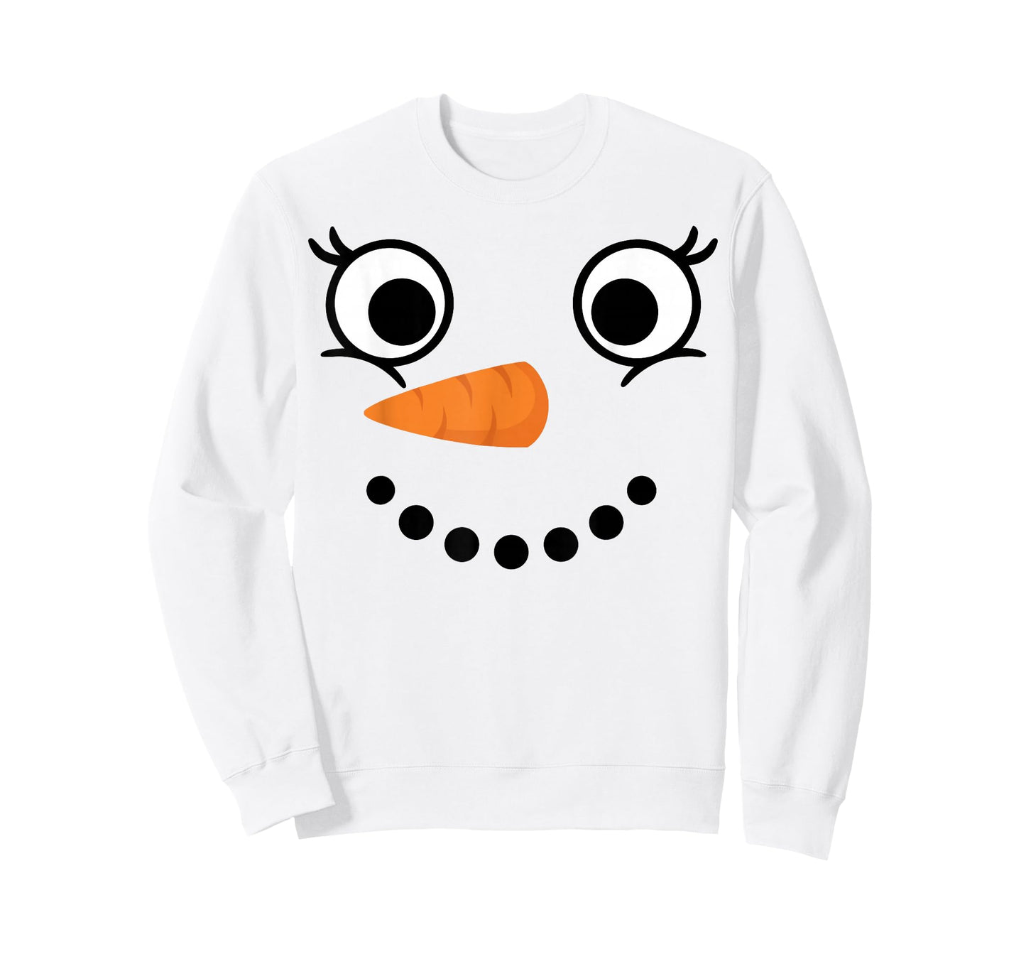 Winter Snowman Face Eyelashes Christmas Xmas Fun Design T-Shirt
