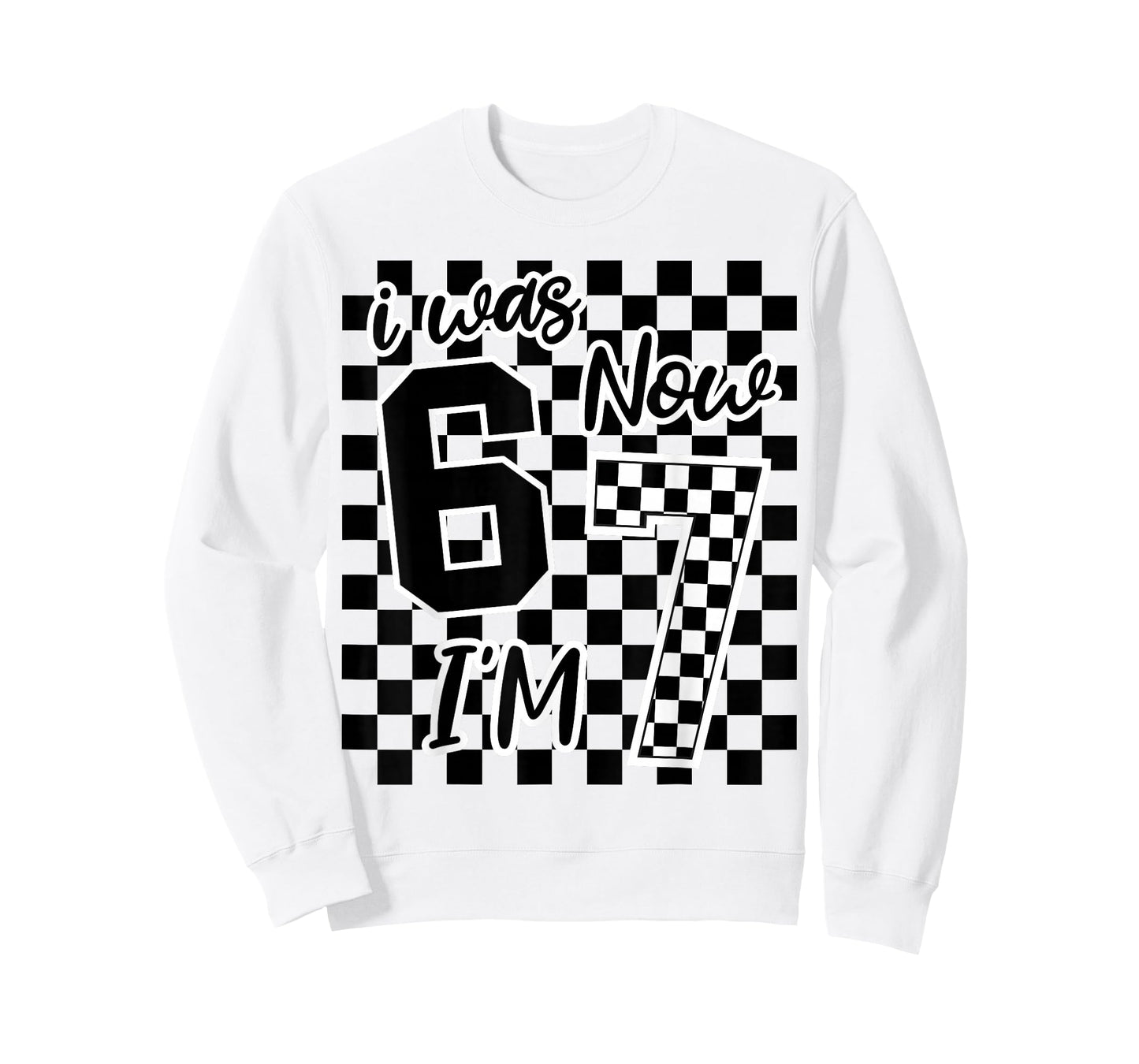 Checkered I was 6 Now I'm 7 Birthday Seven Years Old Bday T-Shirt