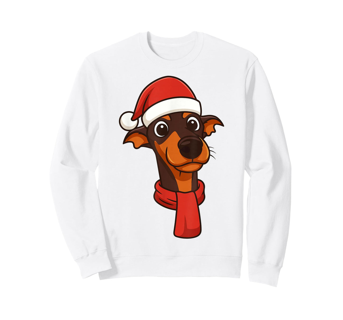 Doberman Dog Christmas Pajama Santa Hat Funny Xmas PJs Girls T-Shirt