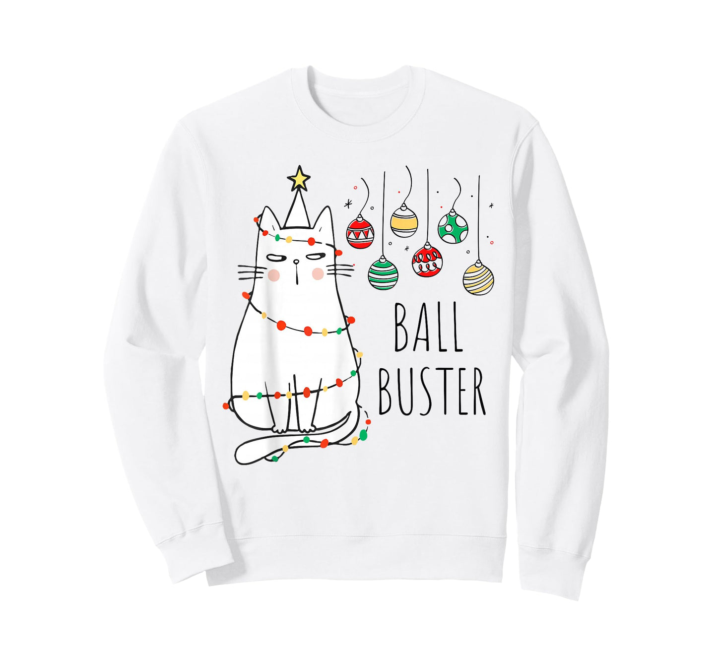 Funny Cat Ball Buster Christmas Humor T-Shirt