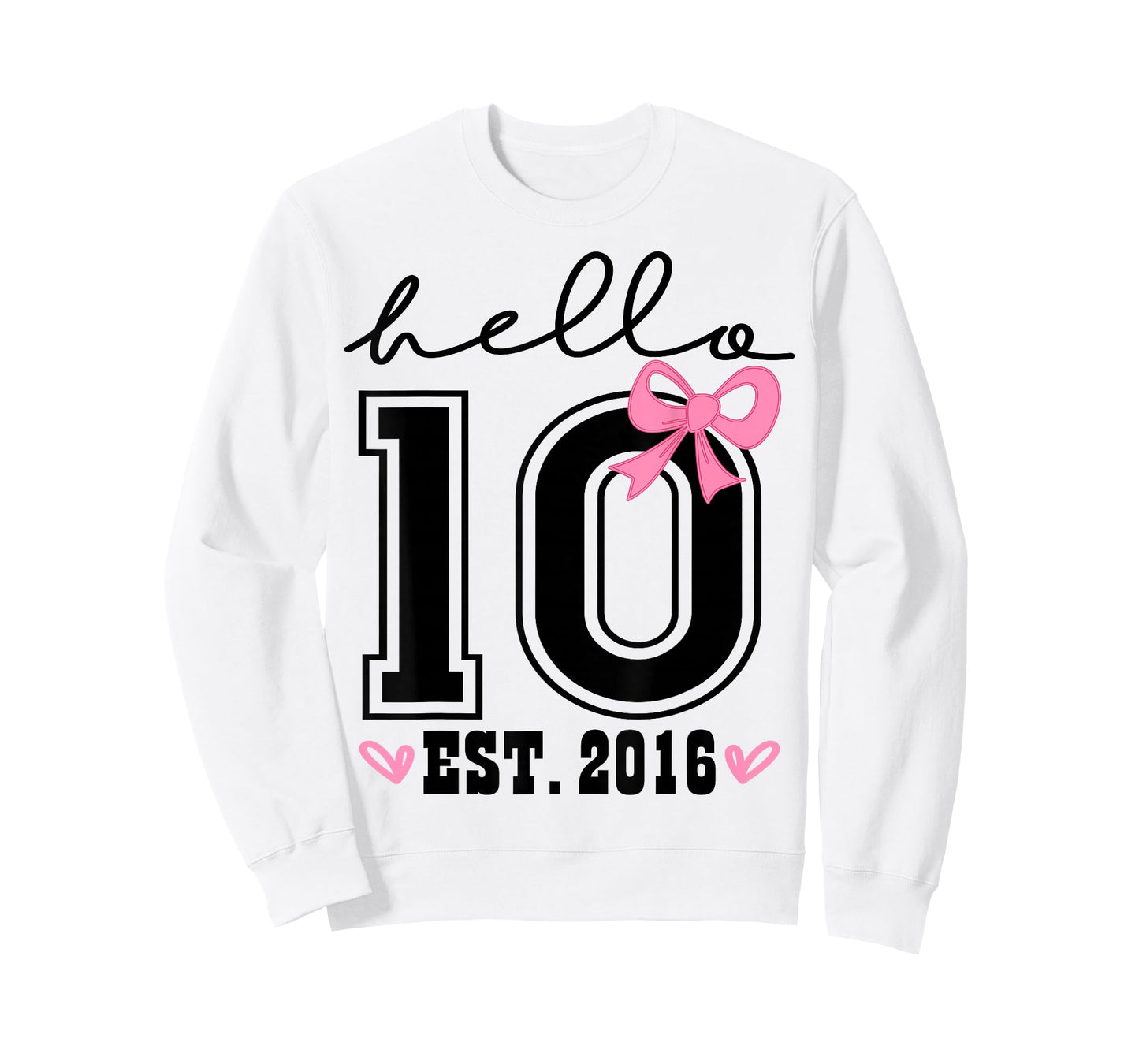 Hello Ten Est 2016 Pink Coquette Bow 10th Birthday Girl T-Shirt