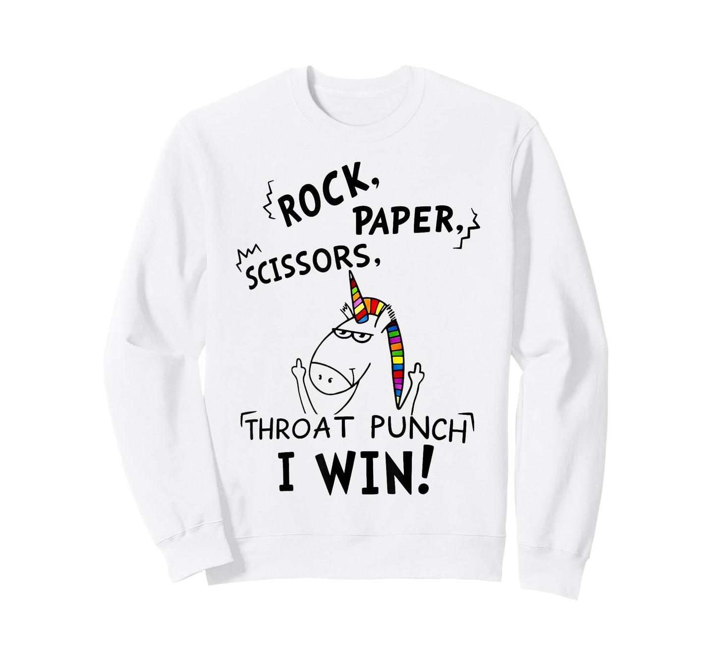 Funny Unicorn Rock Paper Scissors Throat Punch I Win T-Shirt