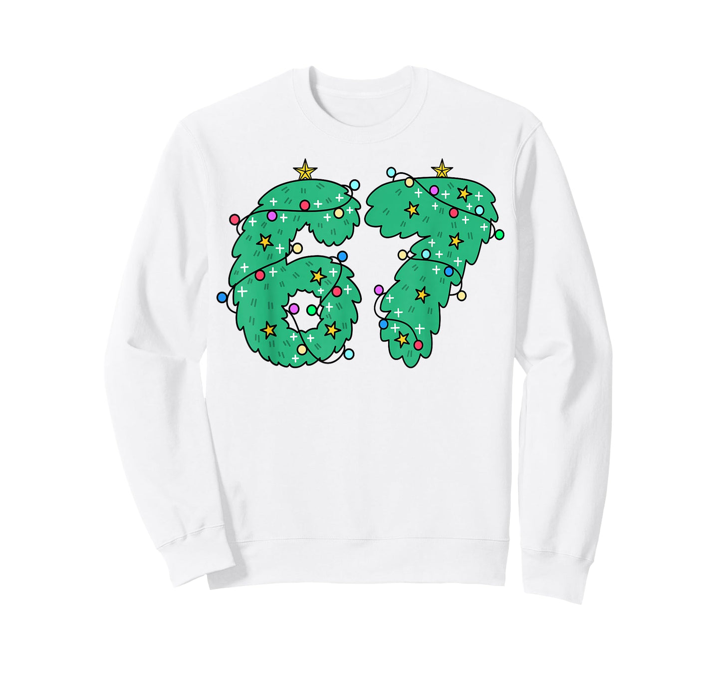 White tee Christmas Tree 6 7 Meme Funny Meme Boys Girls T-Shirt