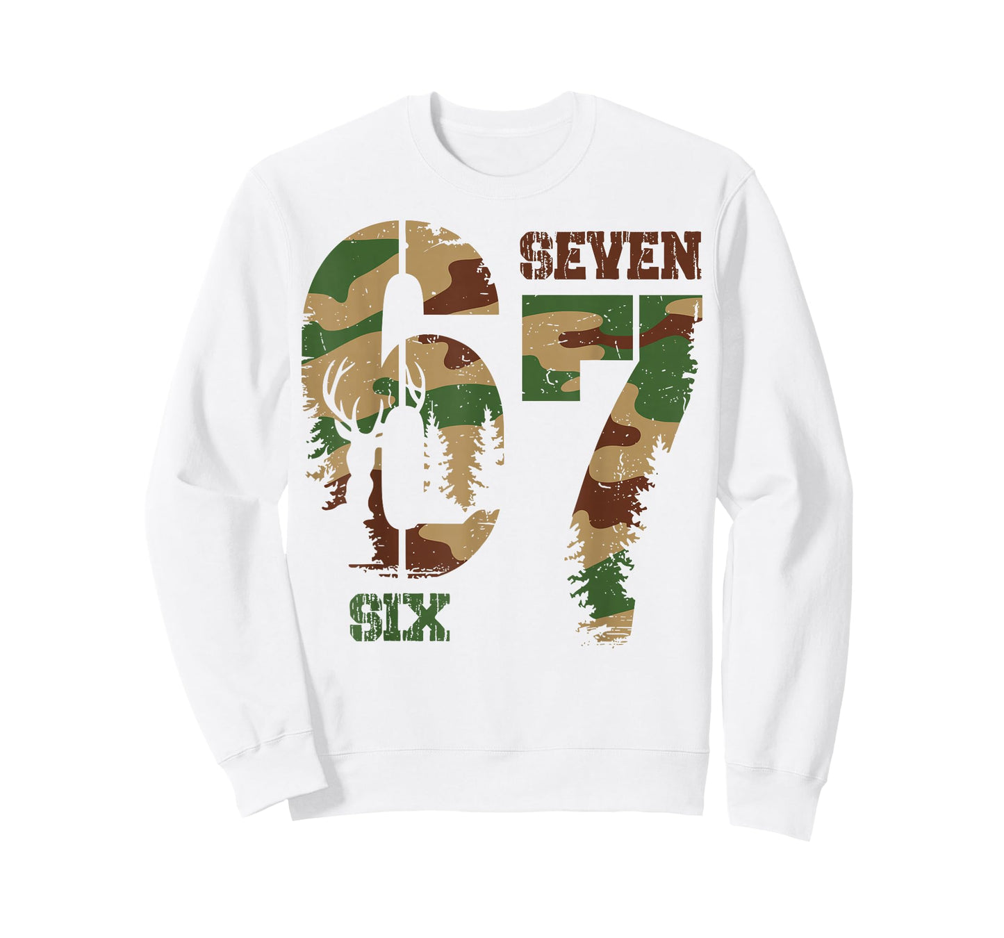 67 Six Seven Meme Camo Deer Hunting Gift for Boys Men Hunter T-Shirt