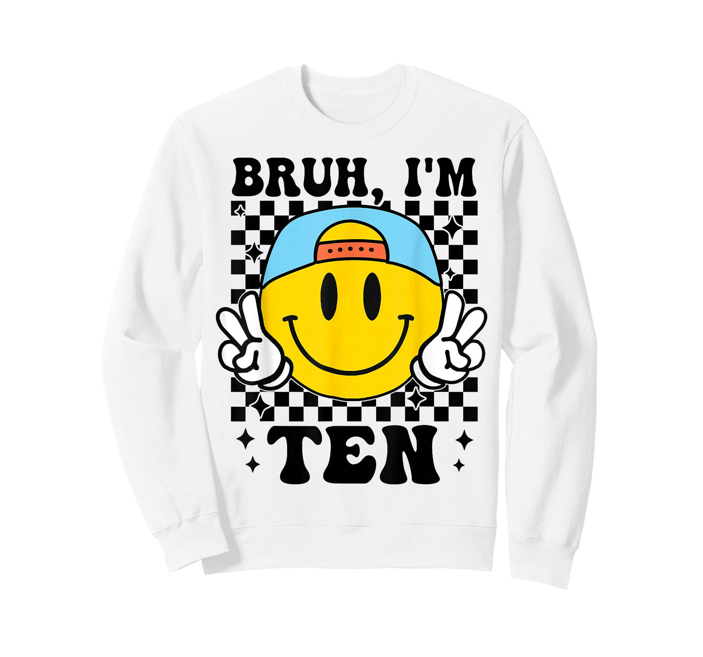 Bruh I'm Ten 10 10th Birthday Groovy Boys Girls 10 Years Old T-Shirt
