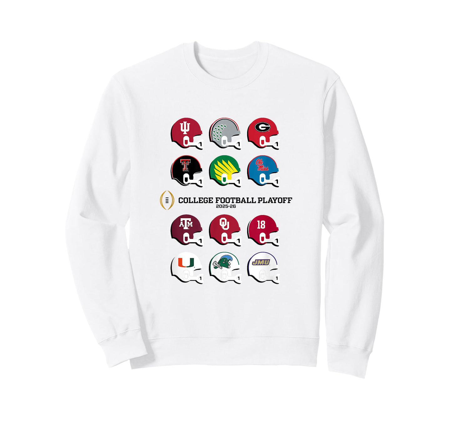 2025 College Football Playoff Tournament 12 Team Helmets T-Shirt