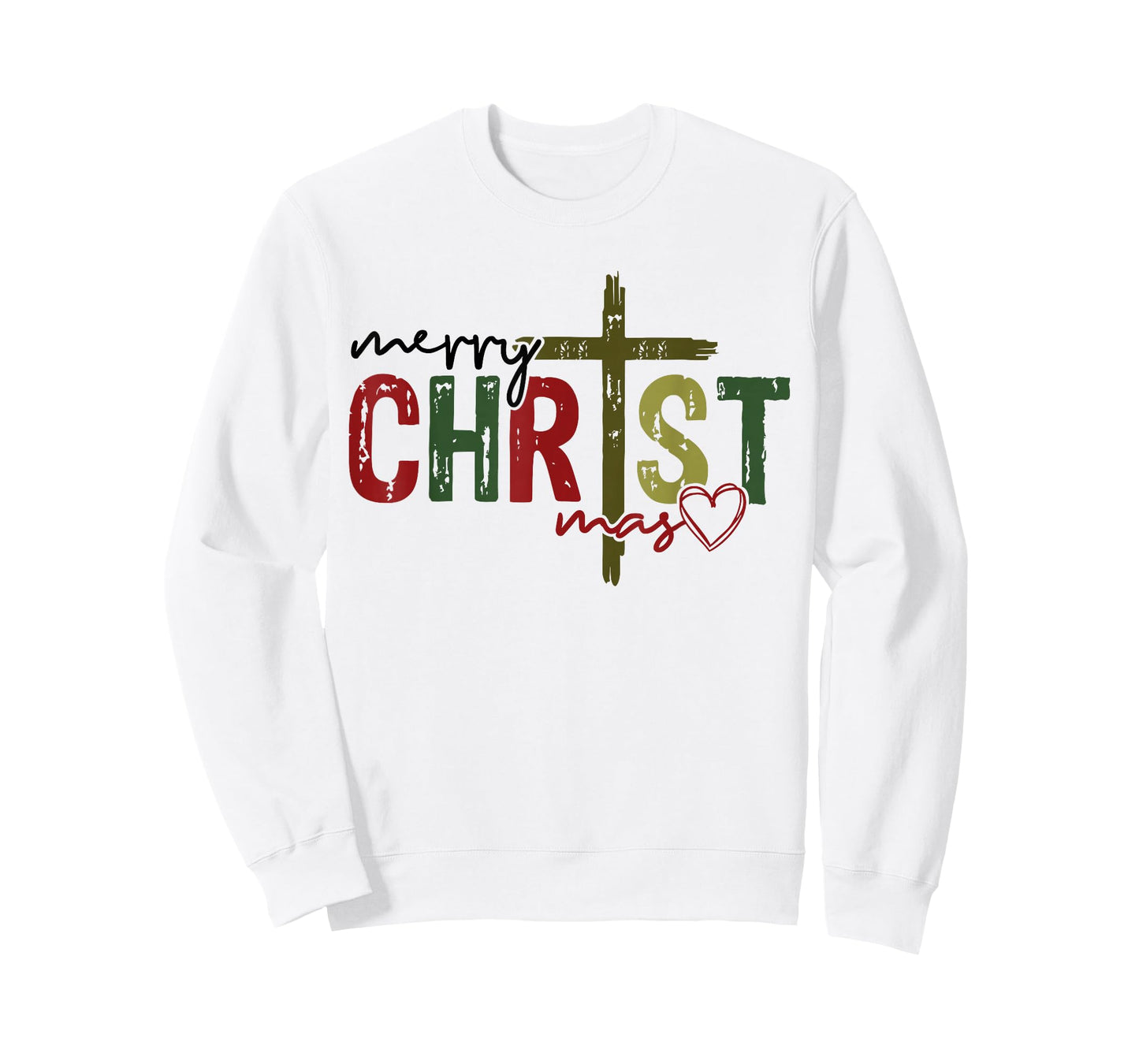 Merry Christ Mas Faith Cross Religious Christmas Quote T-Shirt