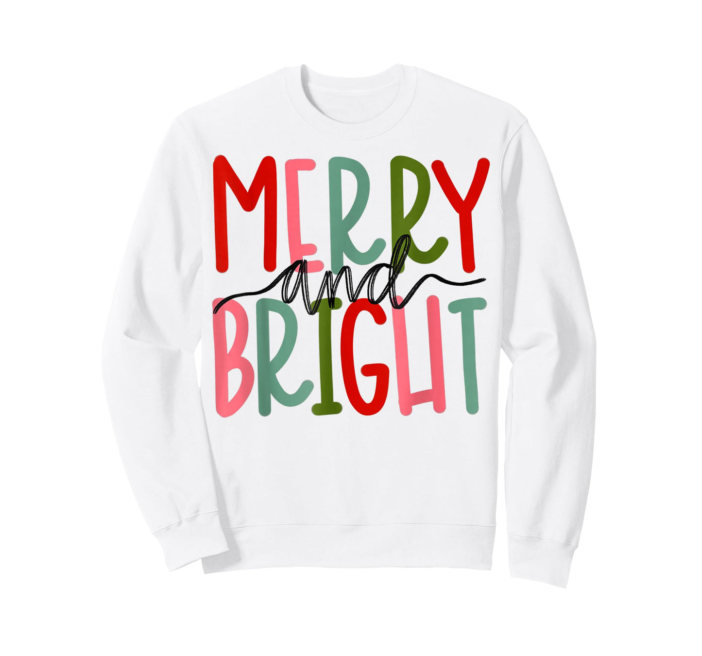Merry and Bright Christmas Women Girls Kids Toddlers Cute T-Shirt