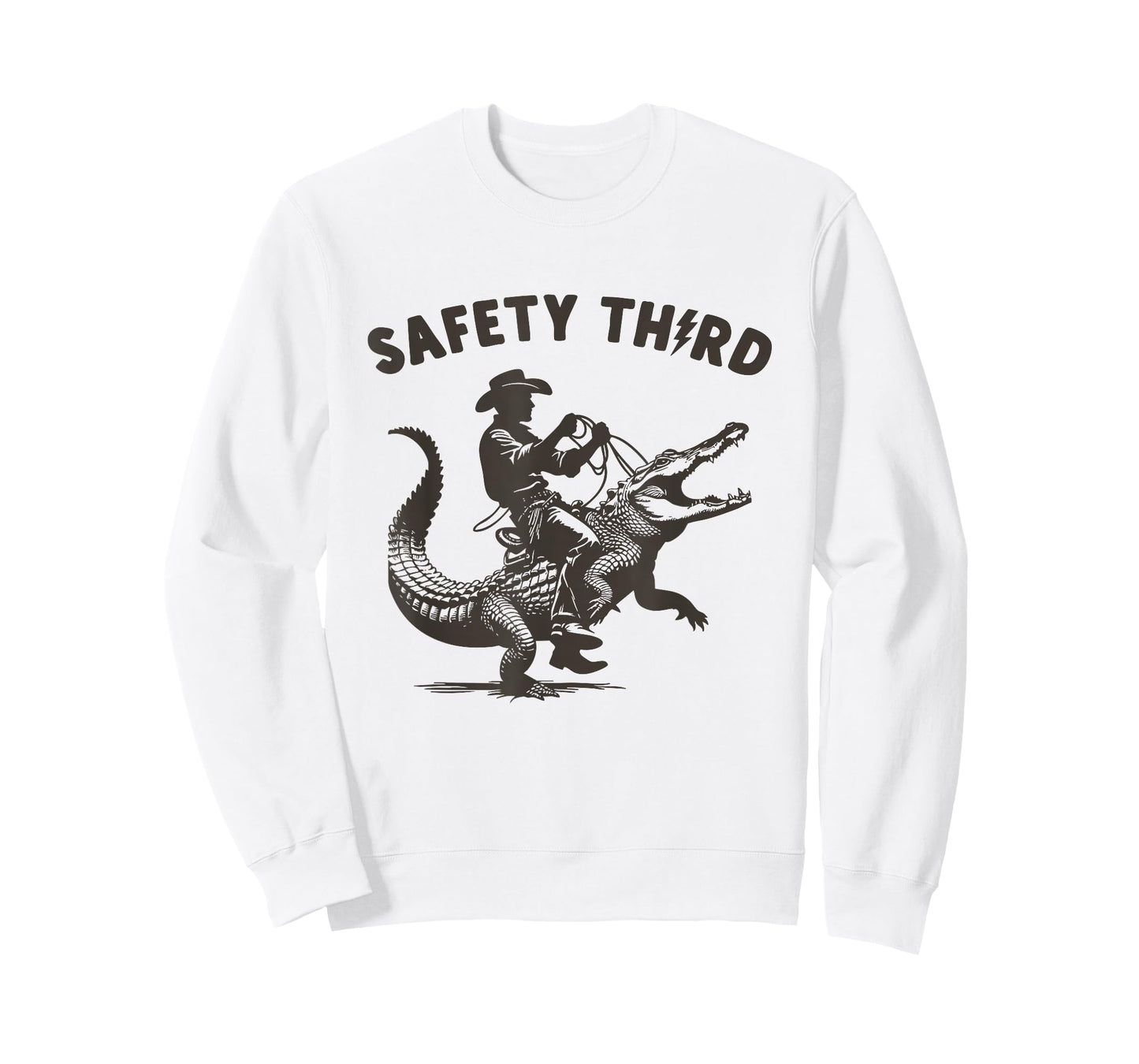 Safety Third Funny Cowboy Riding Alligator Sarcastic Safety T-Shirt