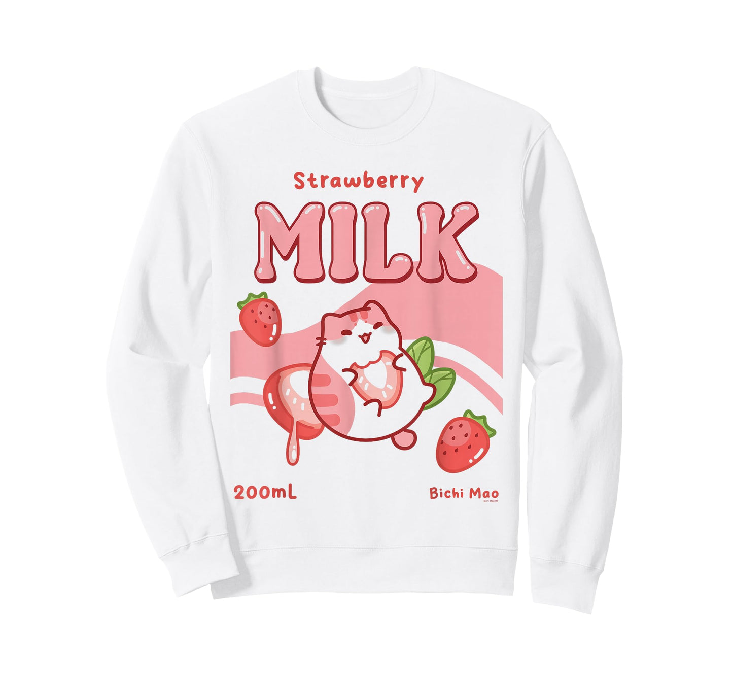 Strawberry Milk Label Kawaii Fruit Cats Cute T-Shirt