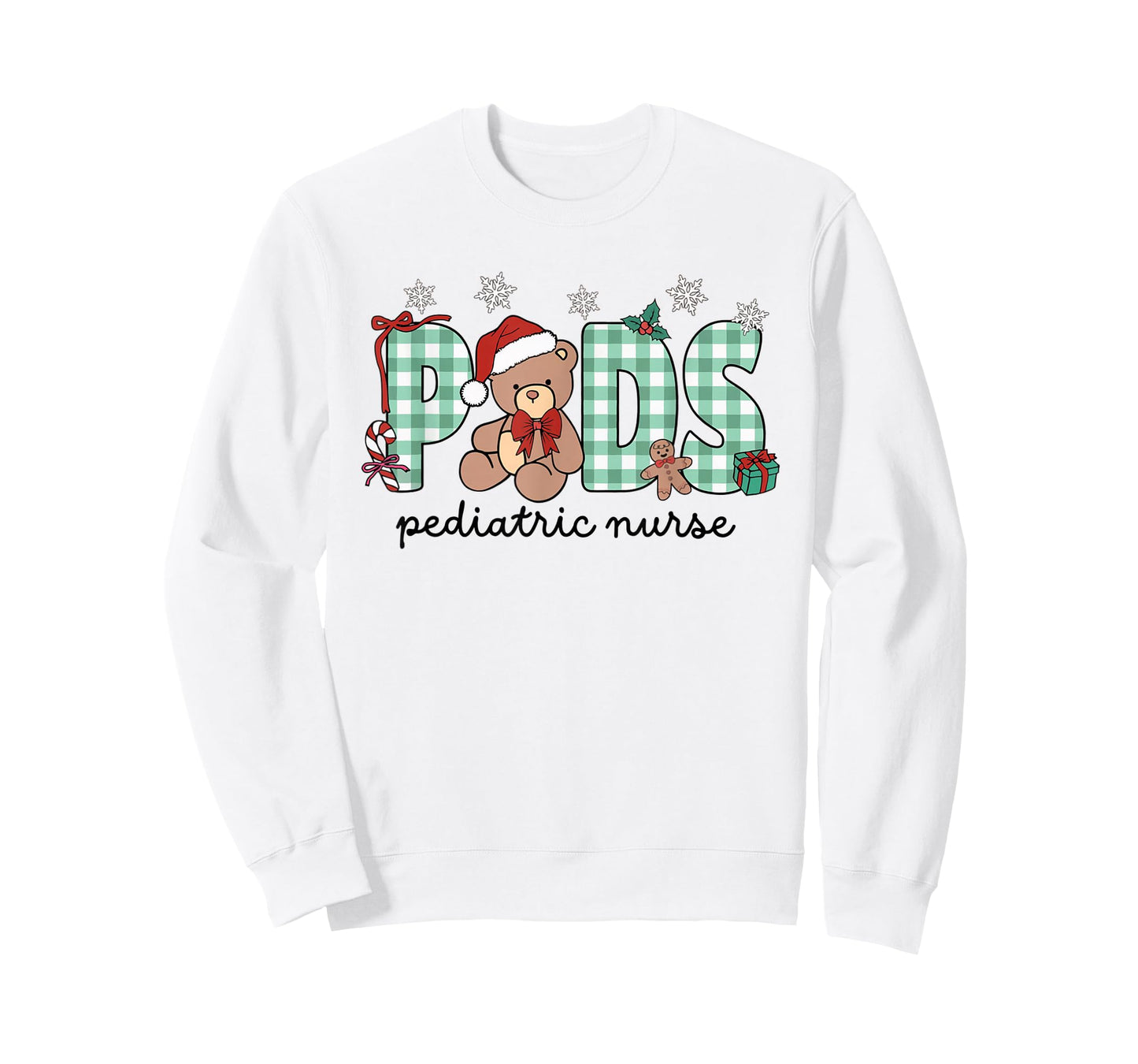 Women Pediatrics Christmas Holiday Bear PEDS Nurse PICU T-Shirt