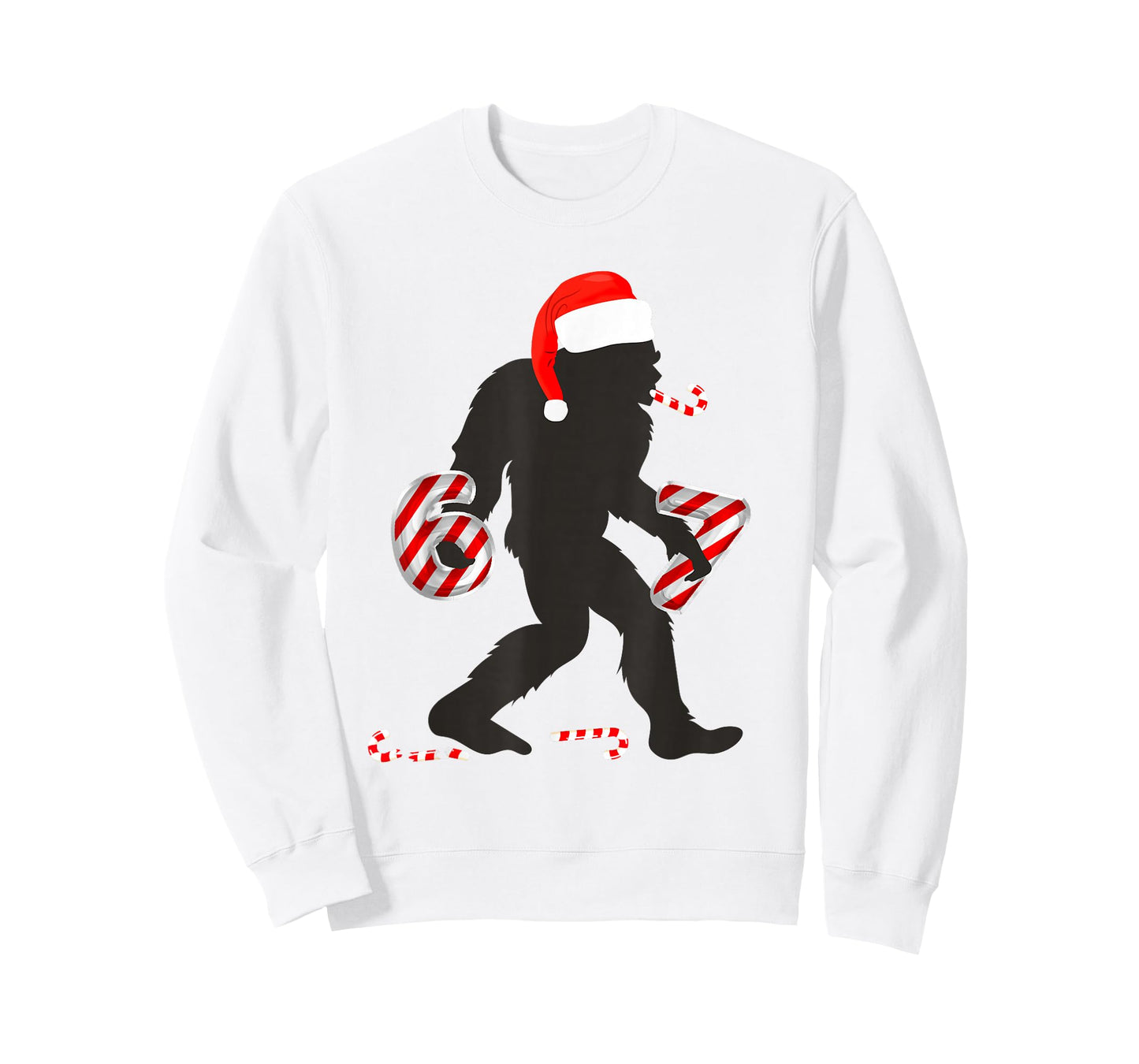 Funny 67 Meme with Bigfoot and Candy Canes Christmas 6 7 T-Shirt