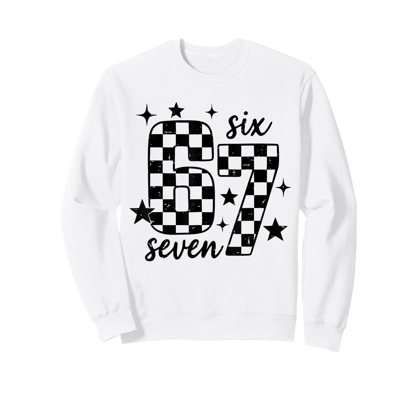 Retro 67 Checkered Six Seven Meme Funny Teacher Student 6 7 T-Shirt