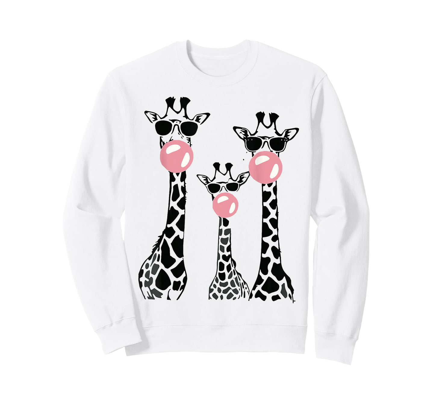 Cute Giraffe Trio Blowing Bubble Gum with Sunglasses T-Shirt