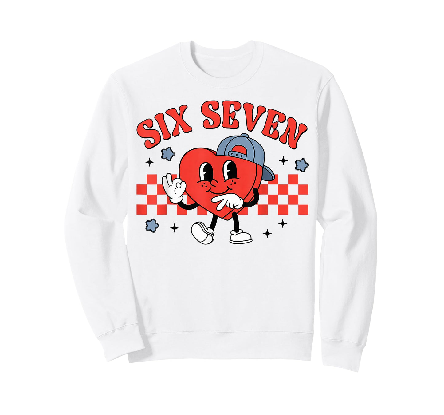 Checkered Six Seven Cool Hearts 67 Valentines Day Men Boys T-Shirt