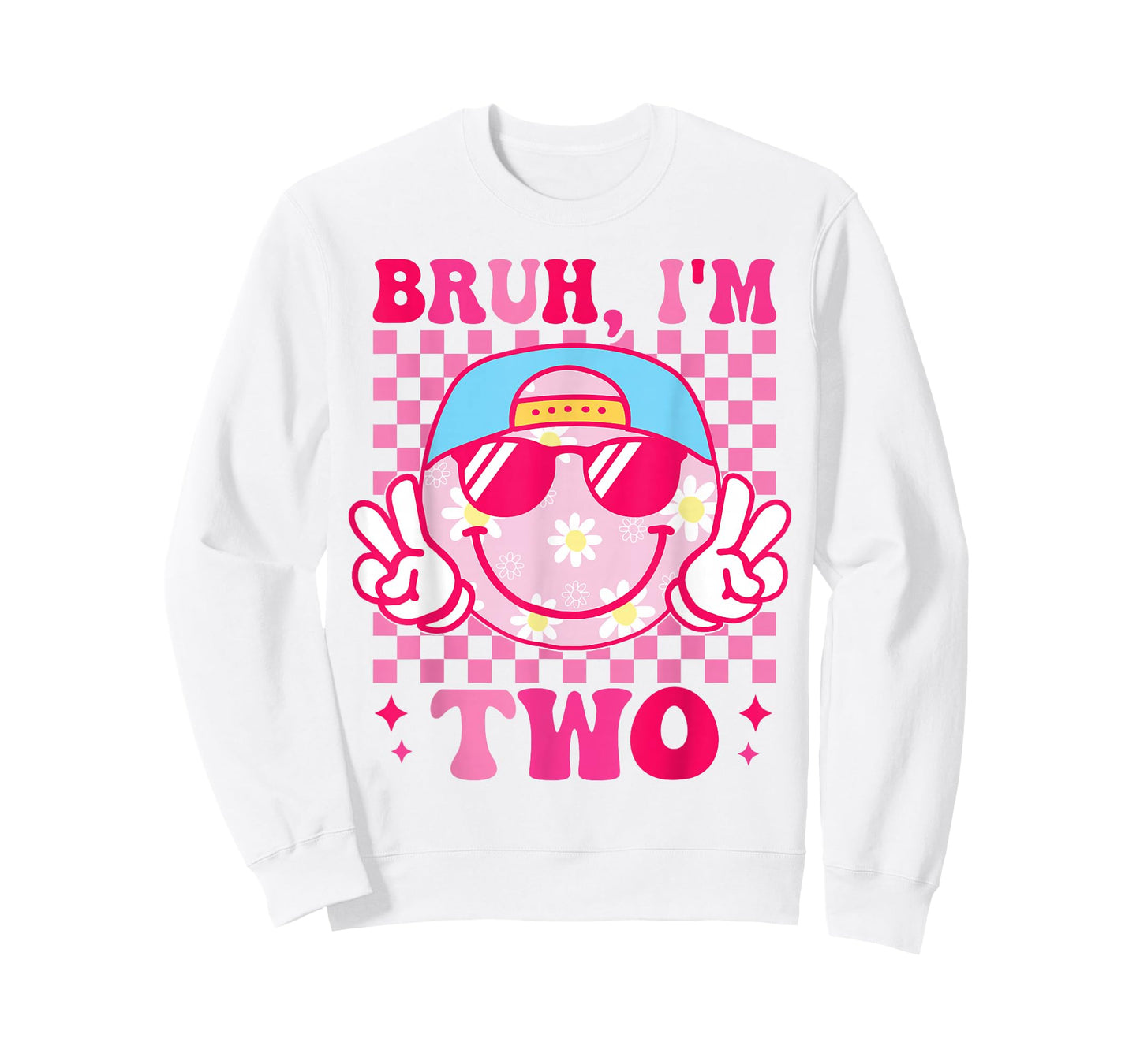 Bruh I'm Two 2 2nd Birthday Girls Groovy 2 Years Old T-Shirt