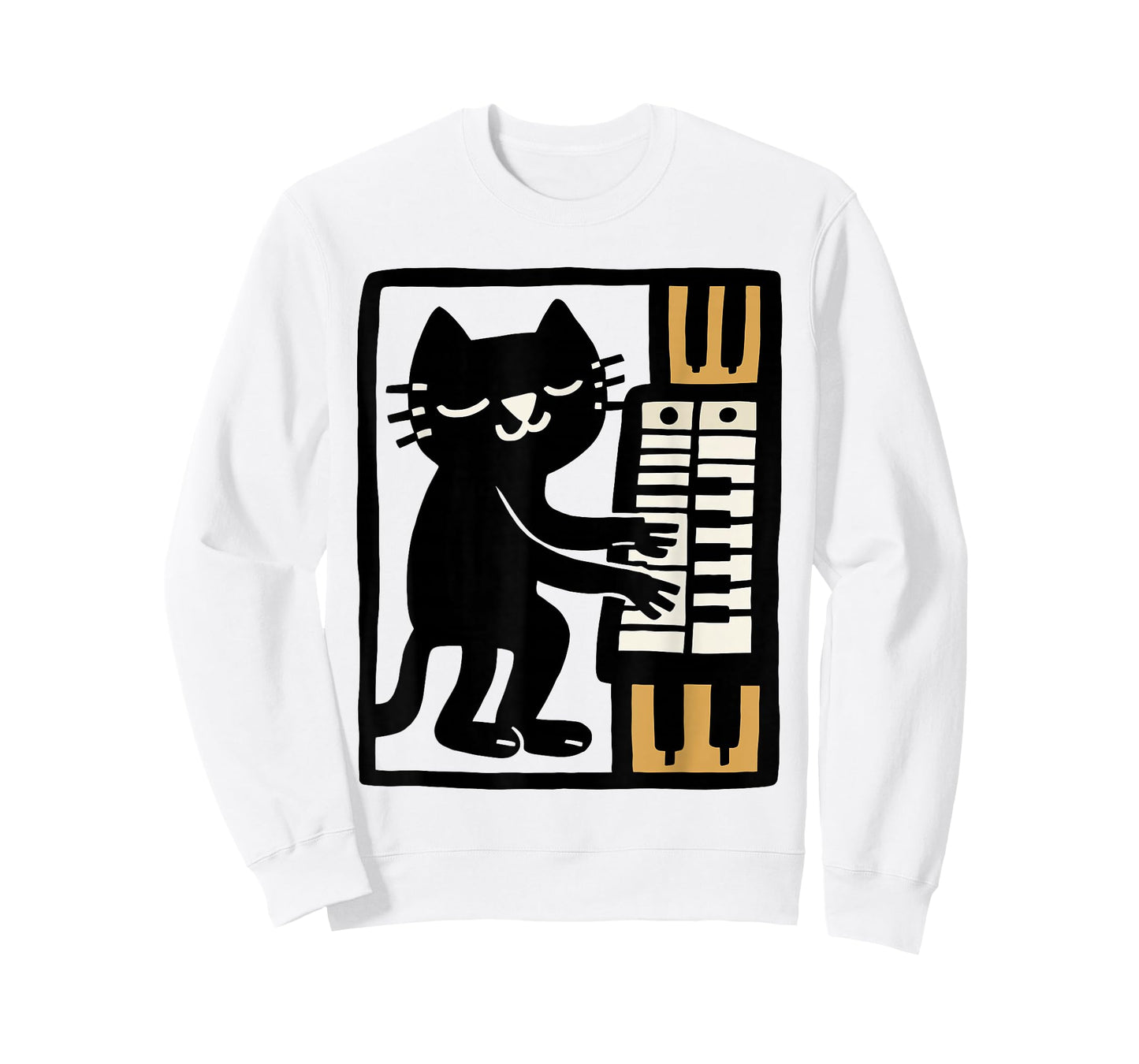 Cat Playing Organ – Funny Organist Cat Music Illustration T-Shirt