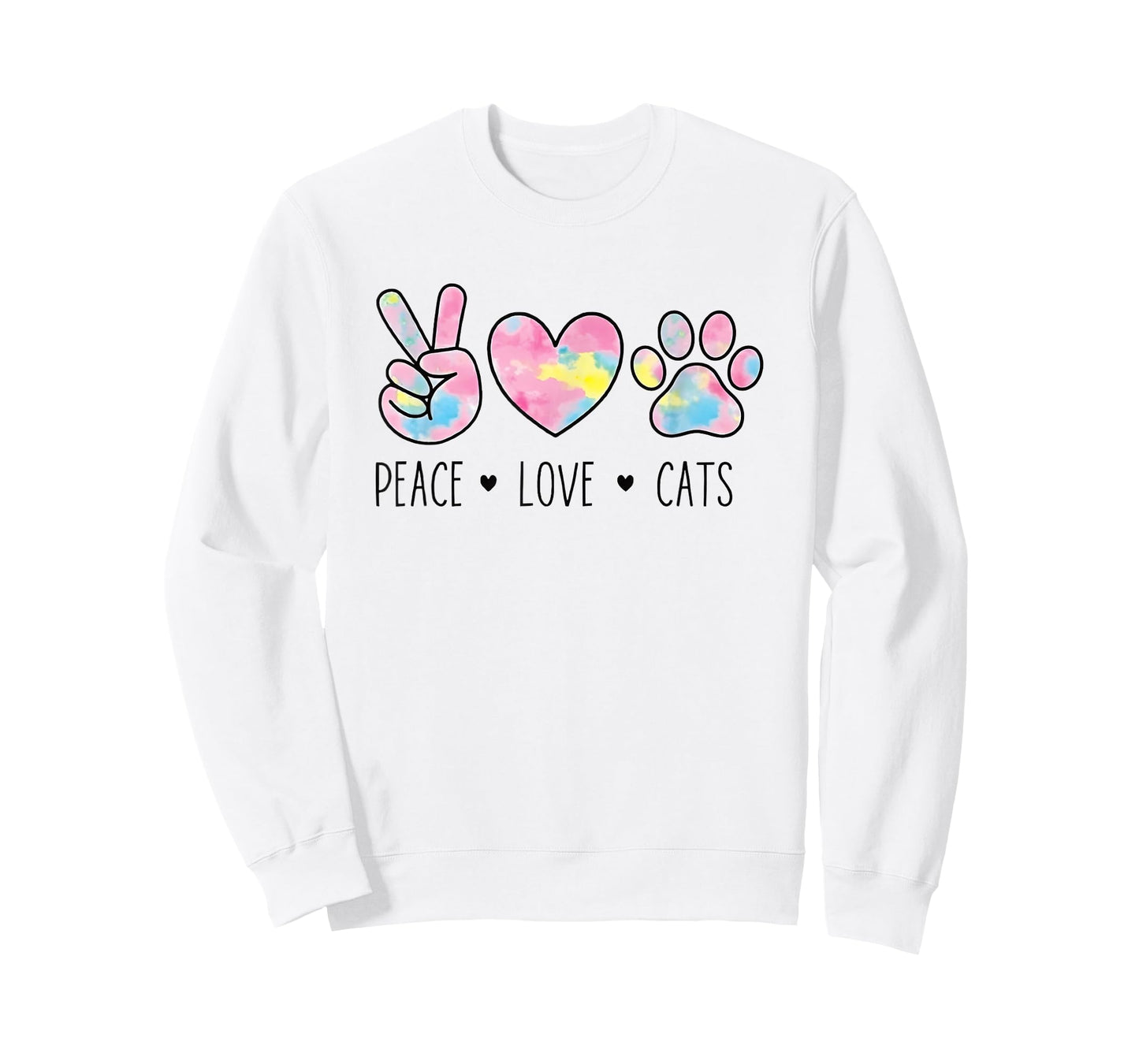 Peace Love Cats Cute Paw Heart Cat Lover Positive Animal T-Shirt