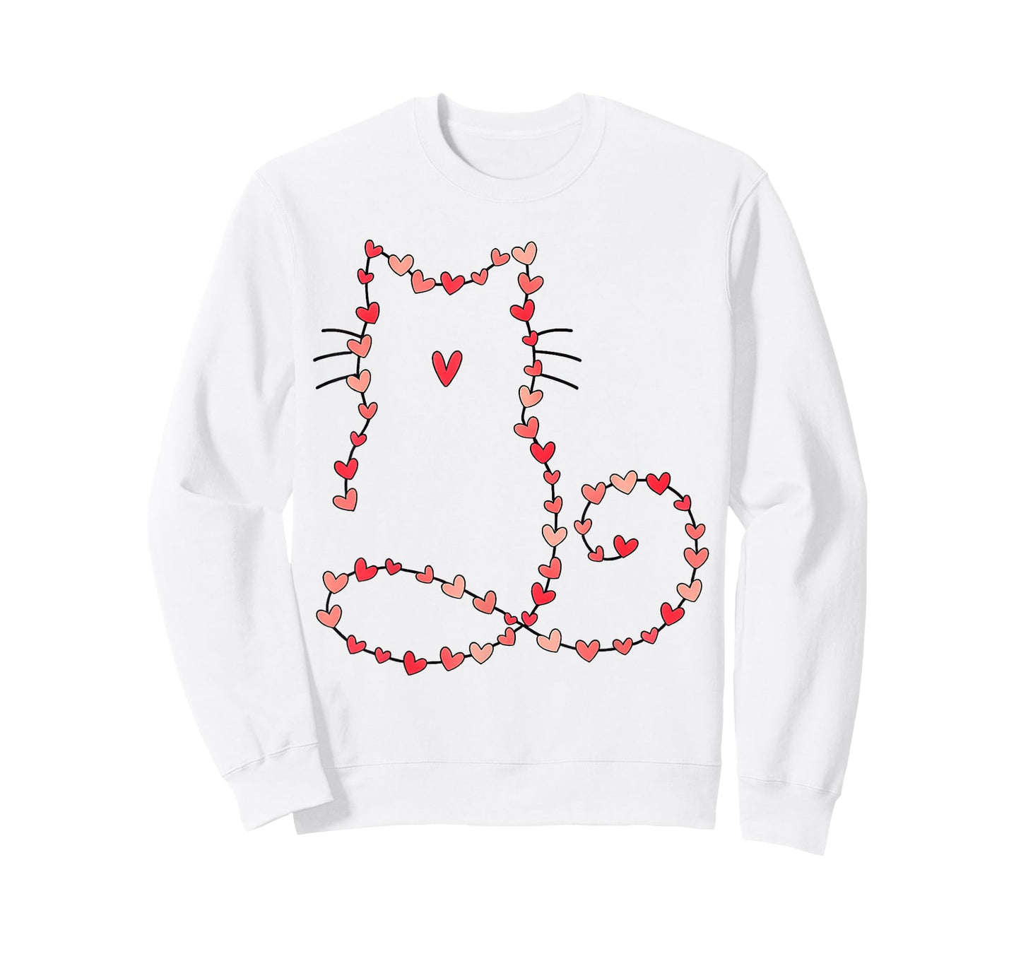 Cute Cat Outline Made of Hearts Valentine Style for Cat Love T-Shirt