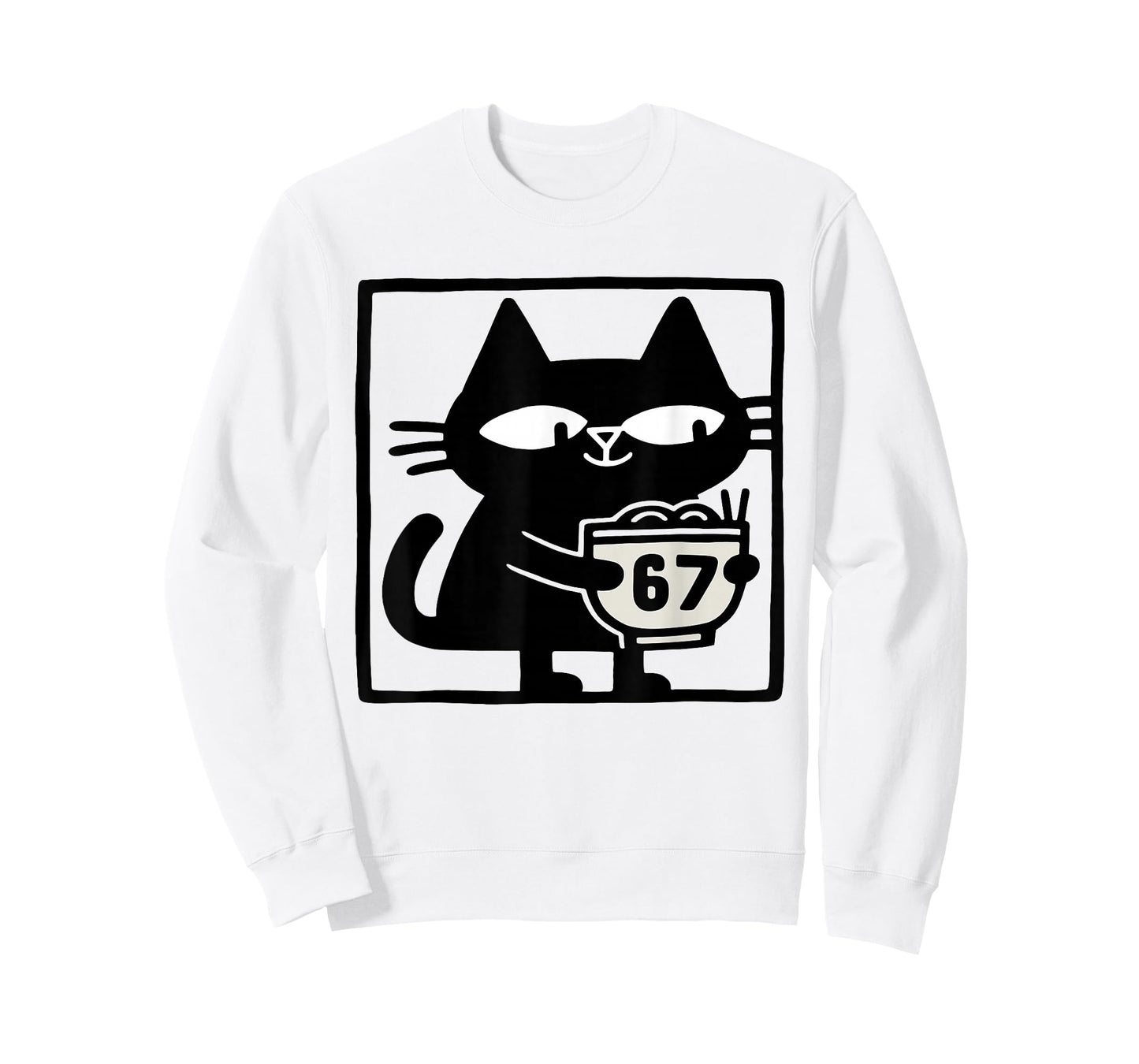 Cat with Ramen Bowl 67 – Funny Meme Cat Illustration Art T-Shirt