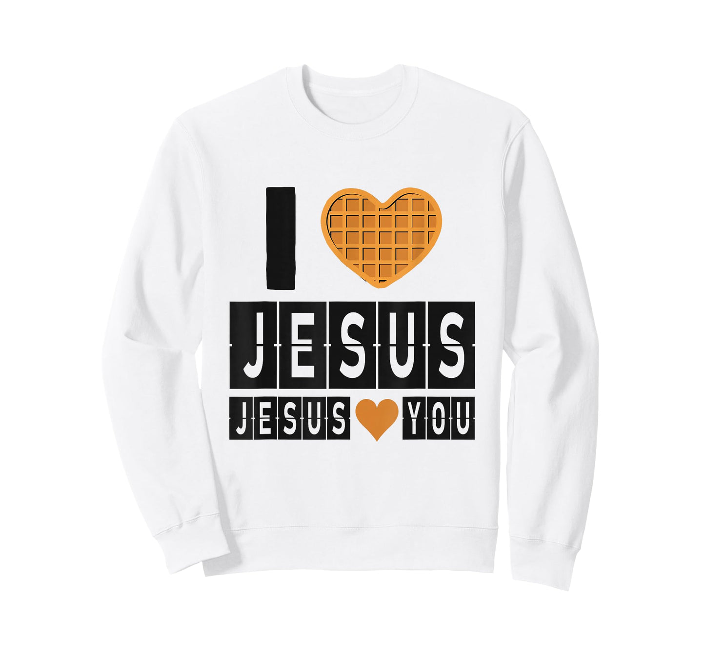 I Love Jesus Waffle Heart Jesus Loves You Funny Breakfast T-Shirt