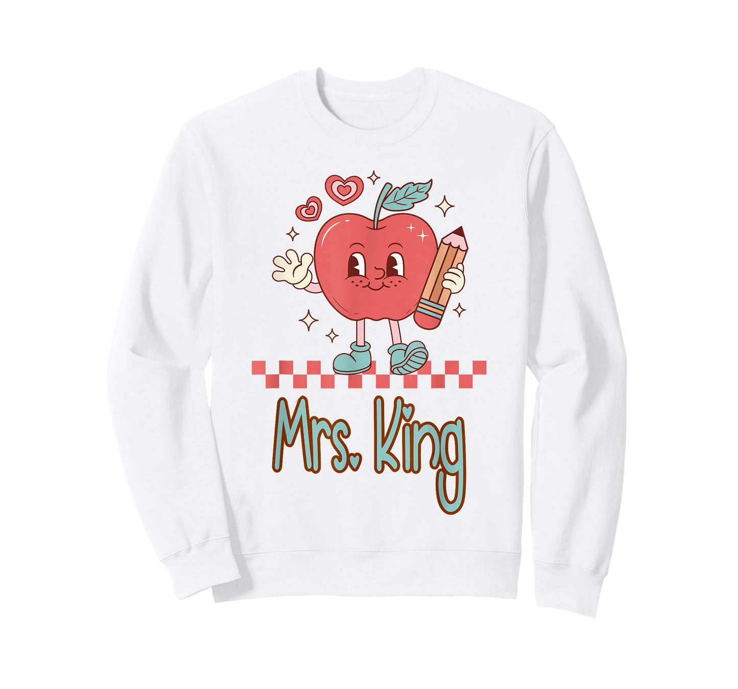 Mrs. King Cute Retro Apple Pencil Teacher Design T-Shirt